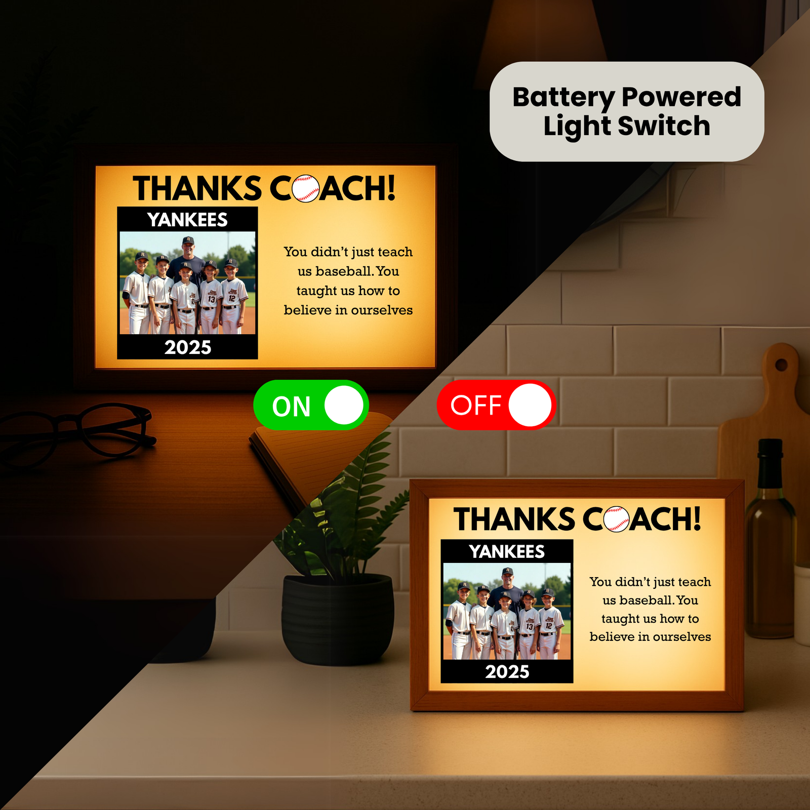 Baseball Coach Light Up Picture Frame