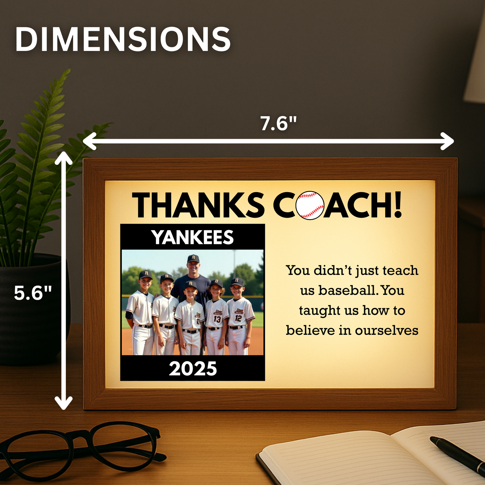 Baseball Coach Light Up Picture Frame