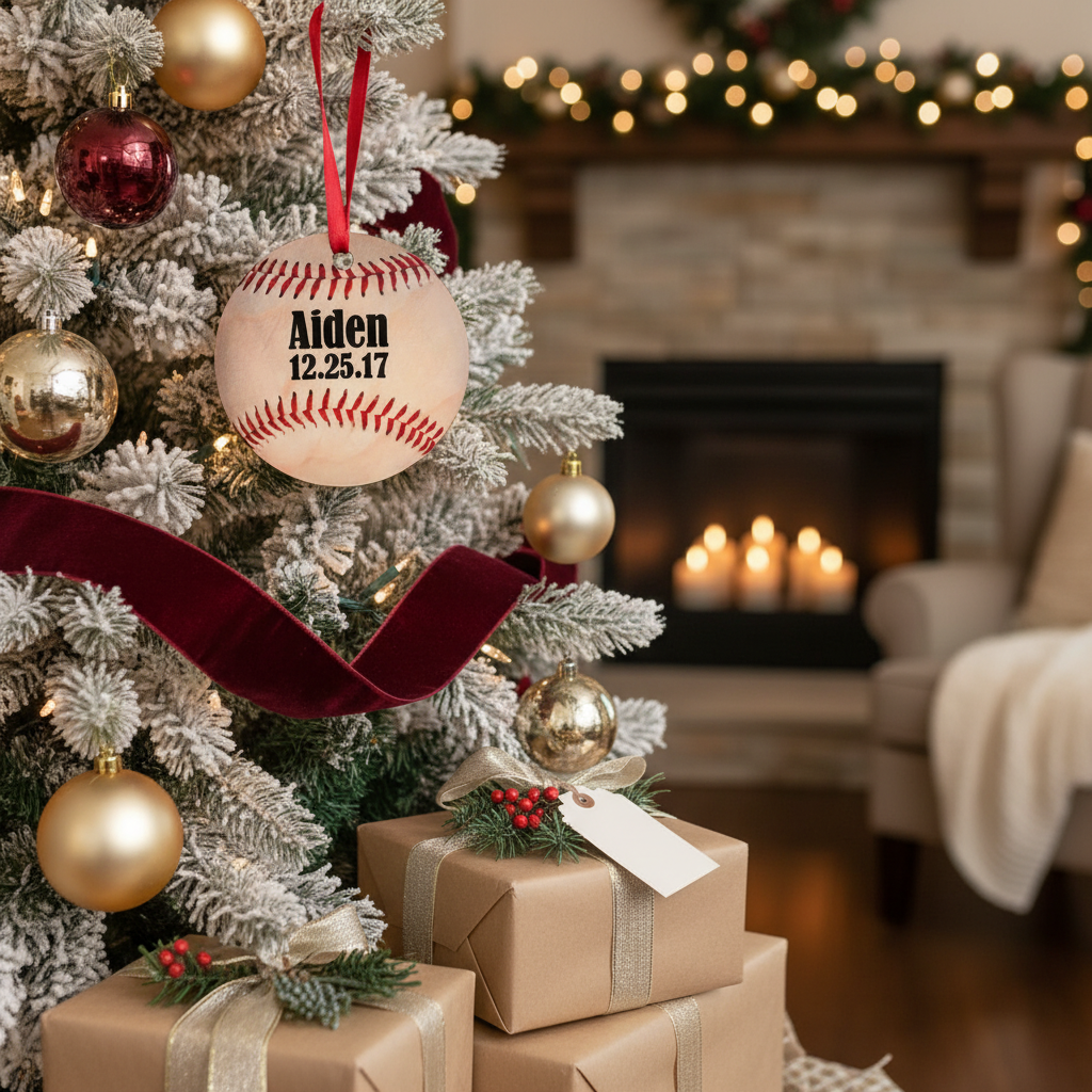 Personalized Baseball Christmas Ornament