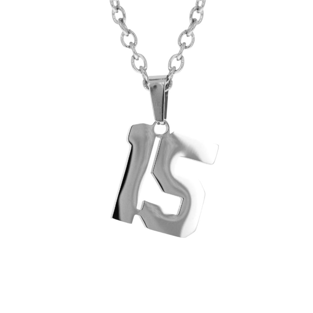 Custom stainless steel number necklace pendant with free chain for athletes and fans.