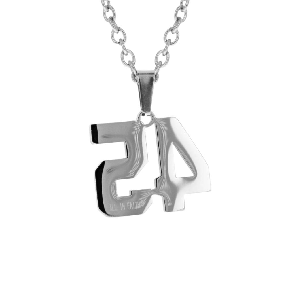Custom stainless steel number necklace pendant with free chain for athletes and fans.