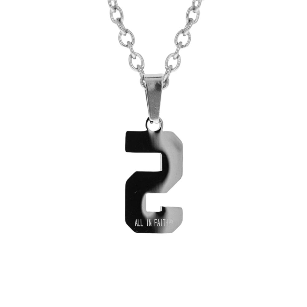 Custom stainless steel number necklace pendant with free chain for athletes and fans.