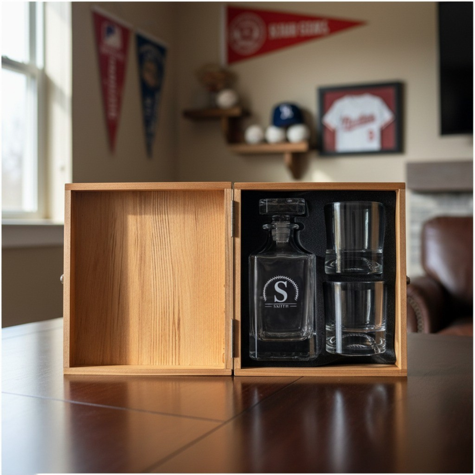 Personalized Baseball Decanter Set
