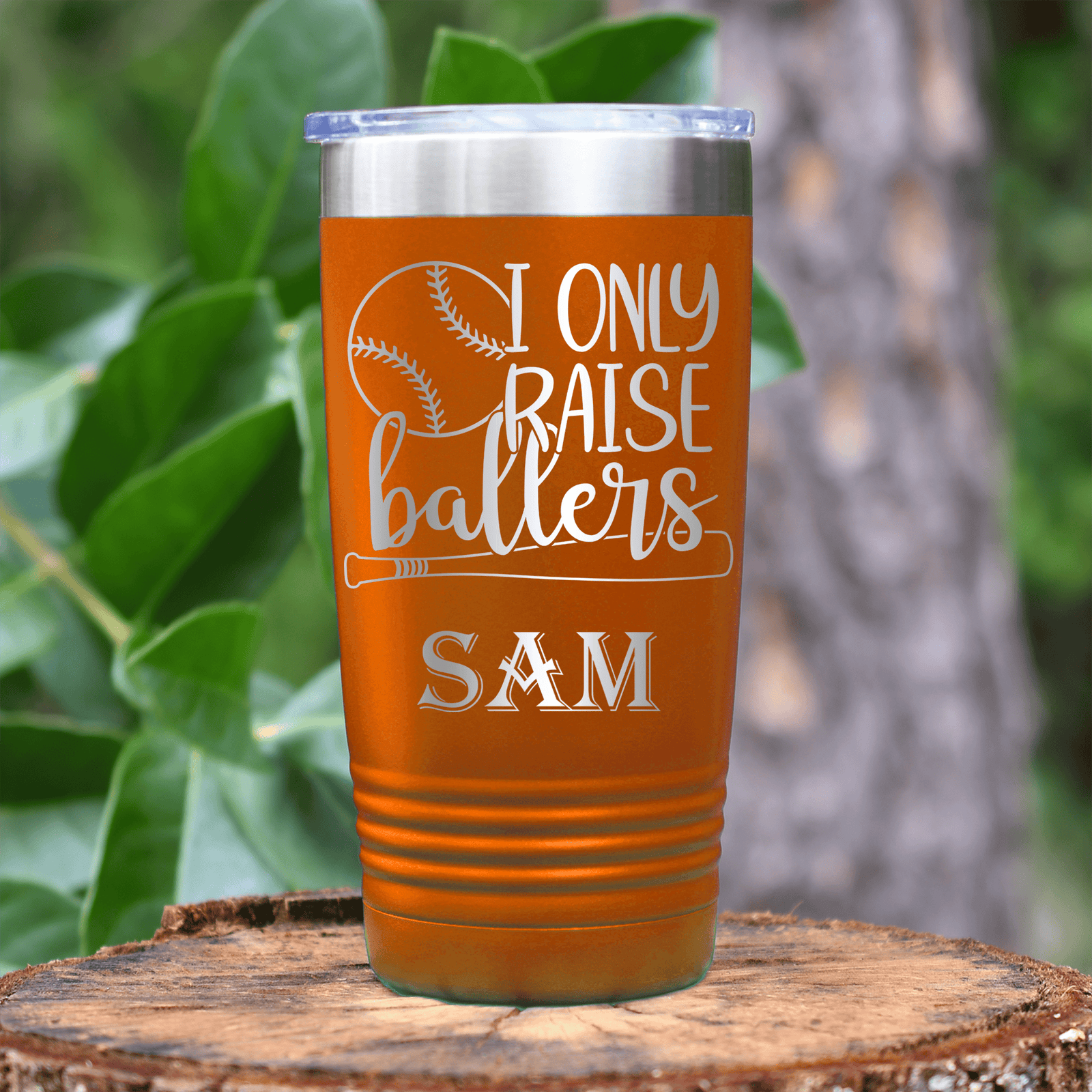 Orange Baseball Tumbler With Raising Future Mvps Design