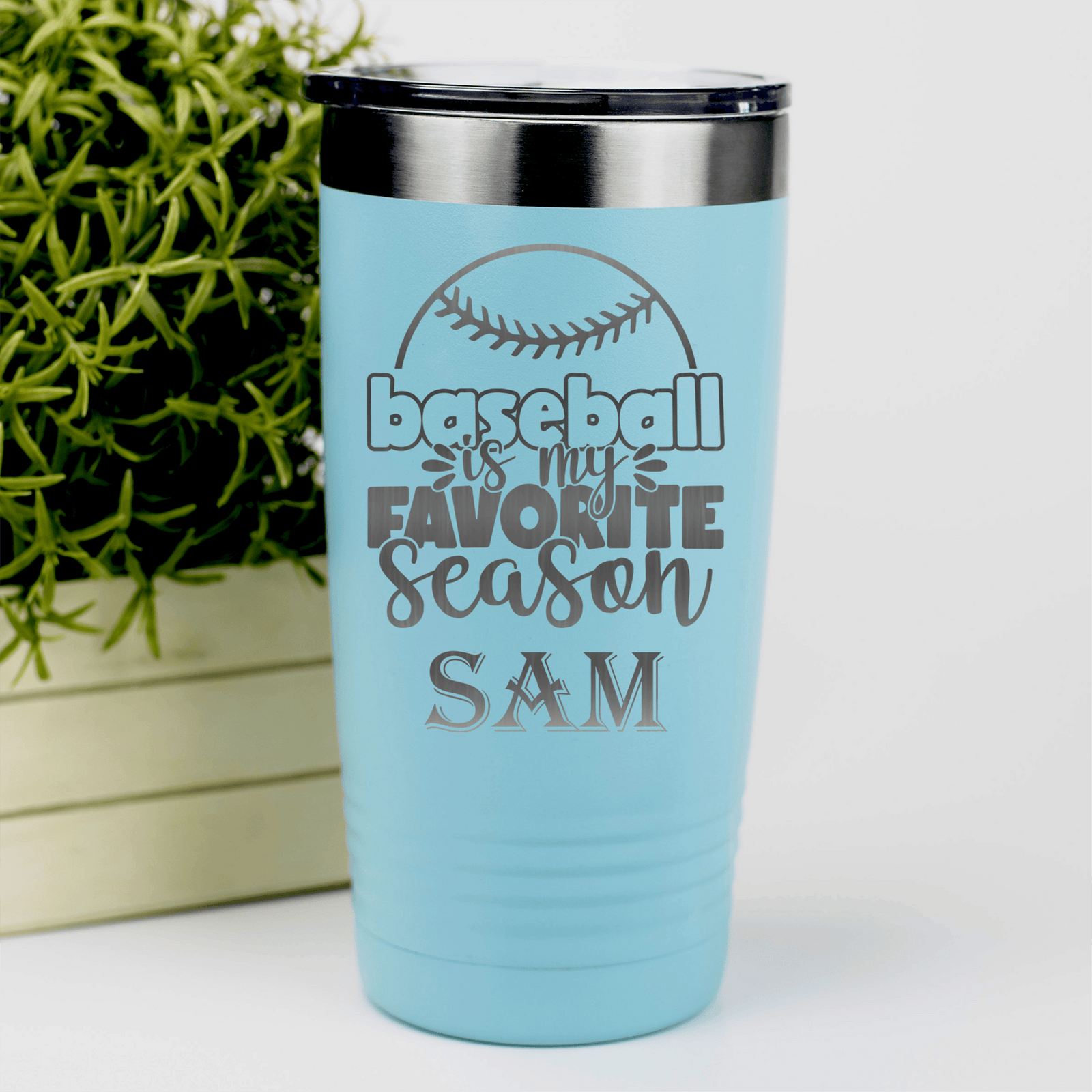 Teal Baseball Tumbler With Season Of Home Runs Design