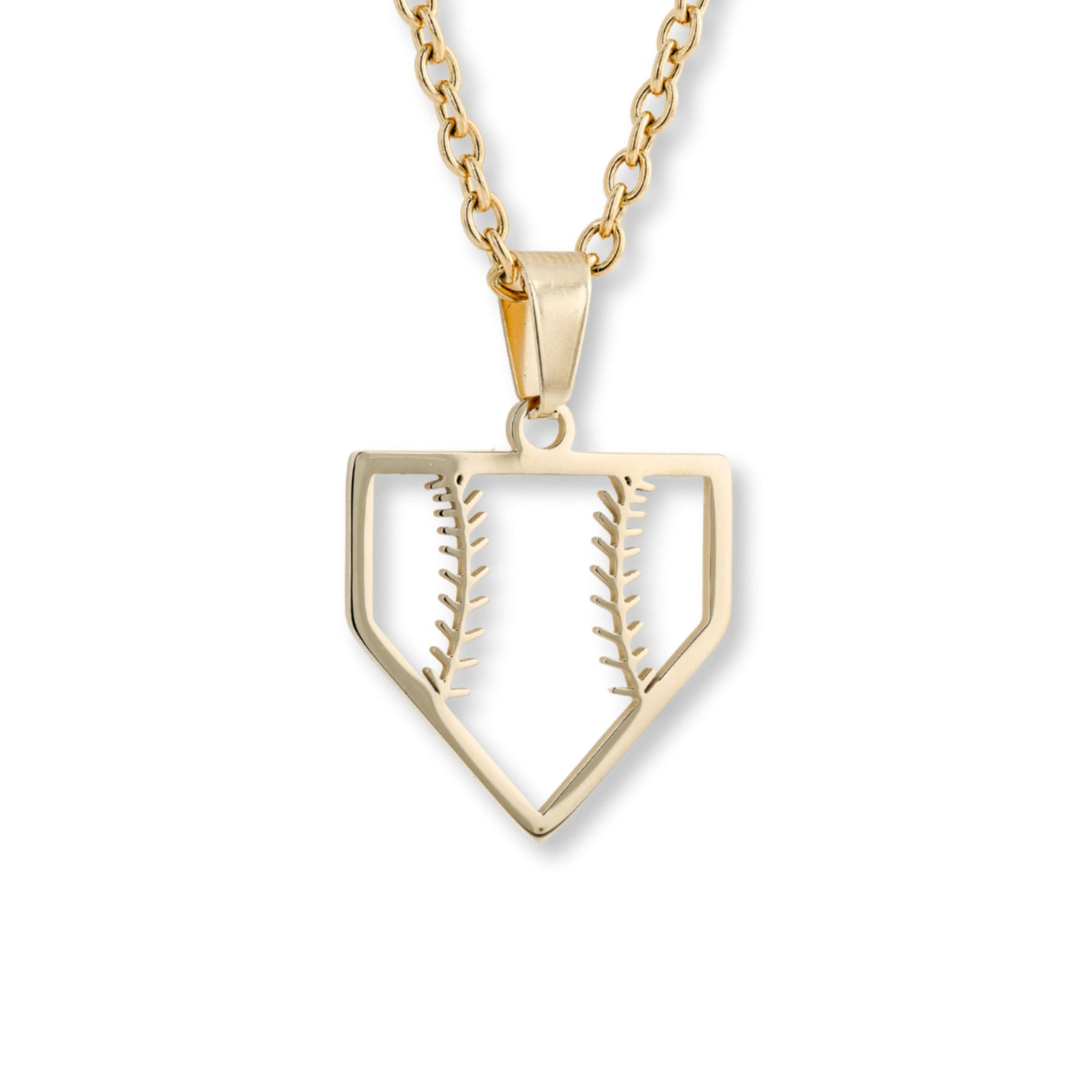 Home plate baseball necklace stainless steel pendant with chain for players and fans