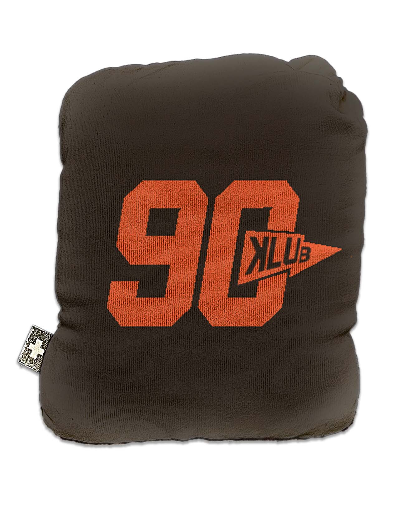 Charcoal rosin bag with embroidered orange number 90 and pennant logo reading "CLUB