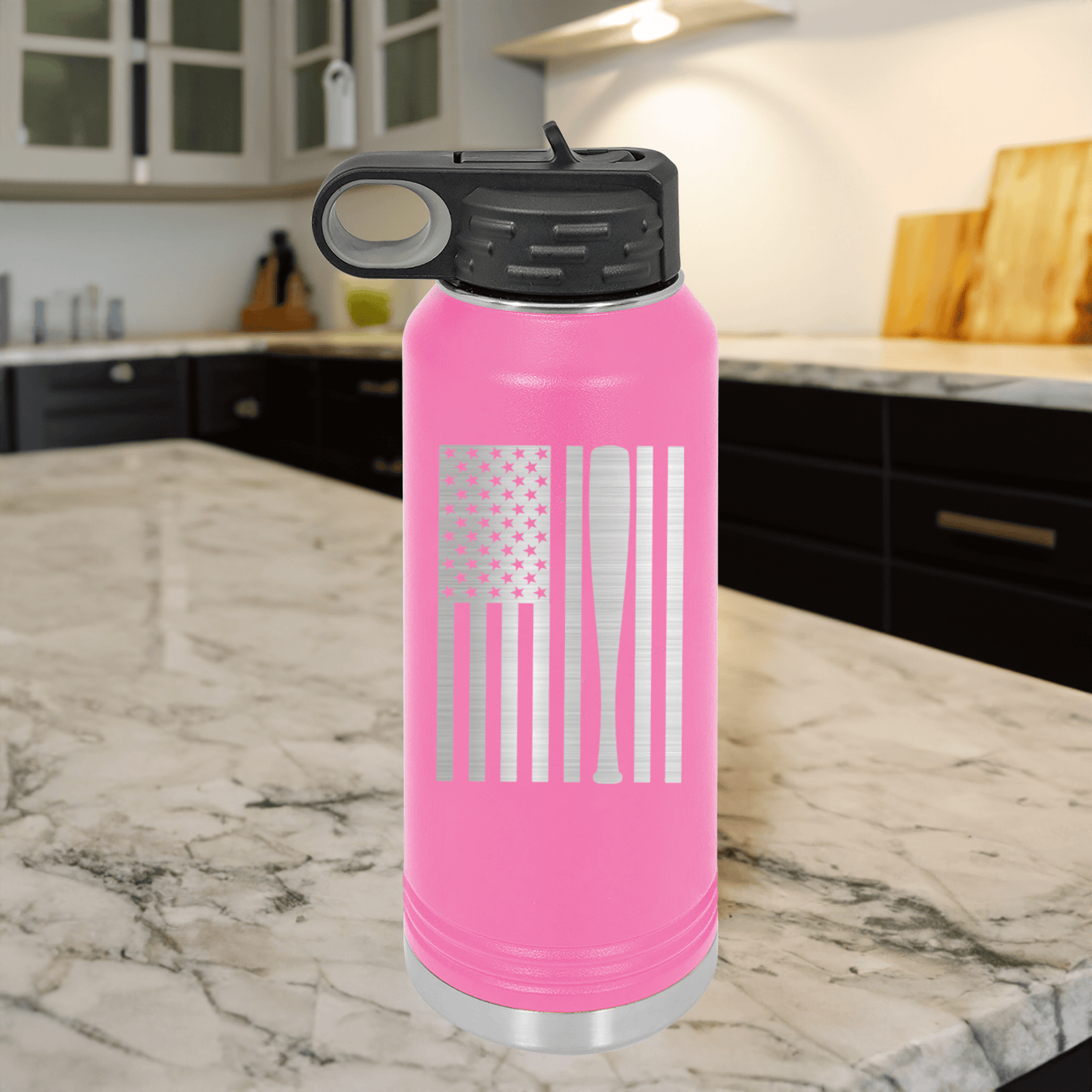 Funny Patriotic Baseball Pride 32 Oz Water Bottle