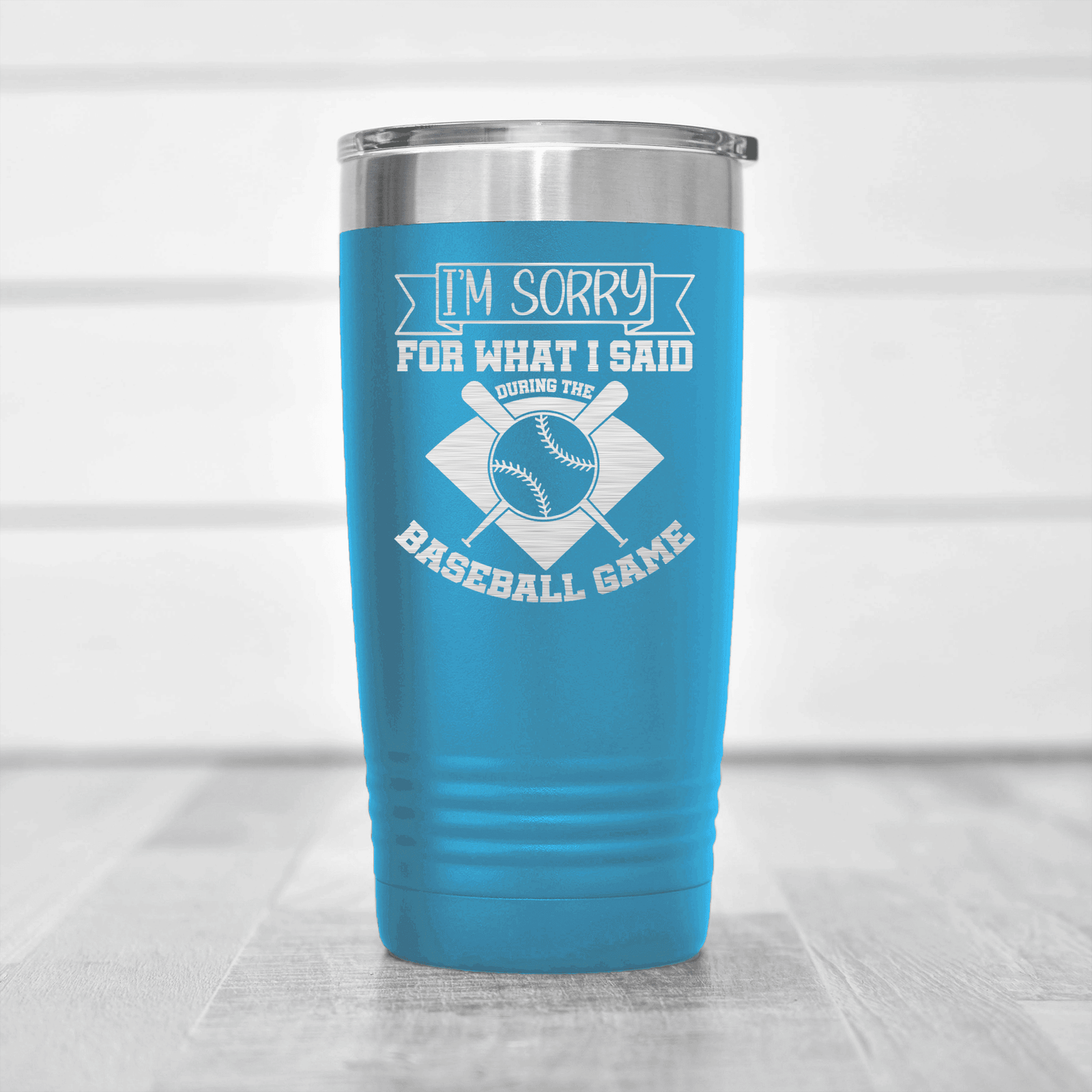 Light Blue baseball tumbler Baseball Game Day Regrets