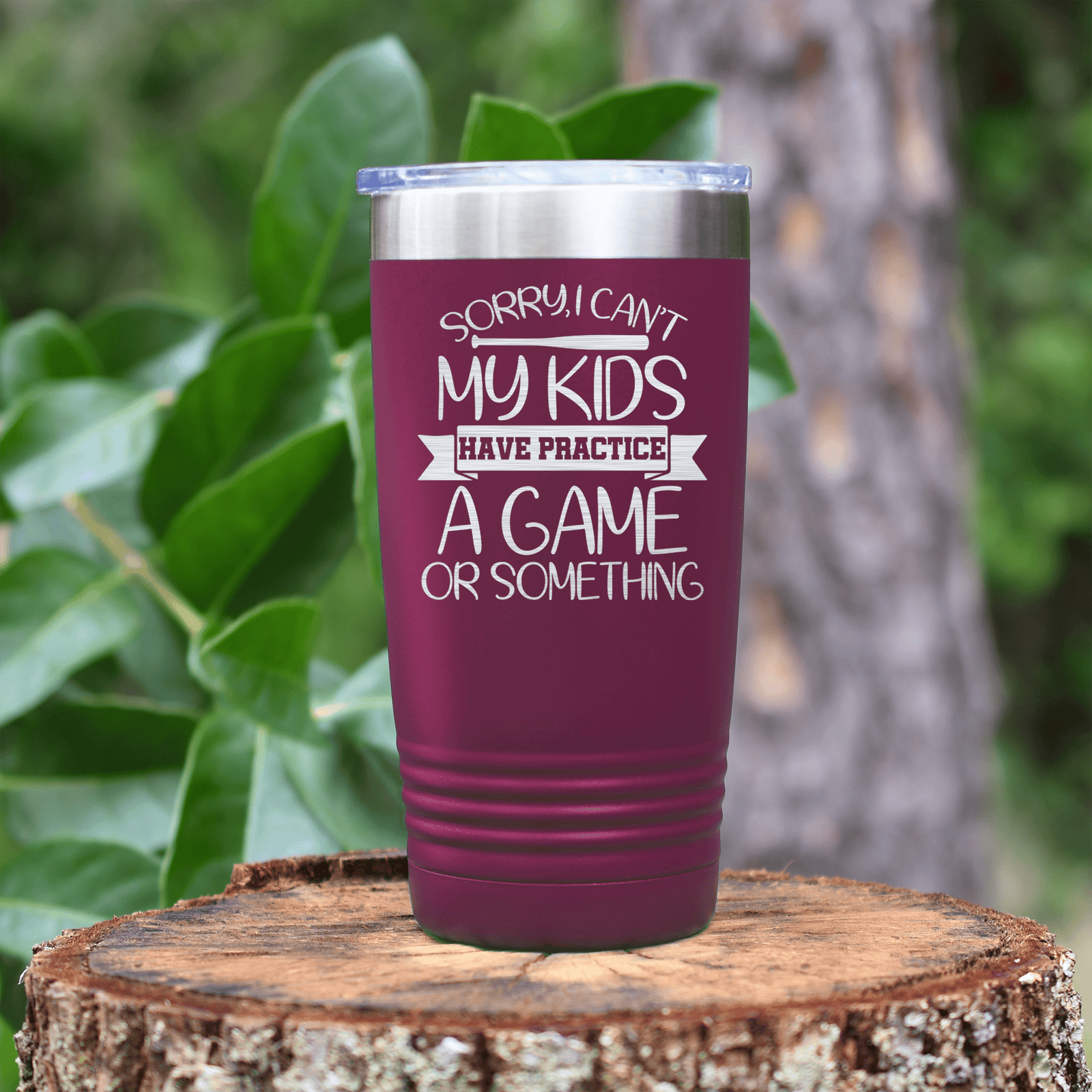 Maroon baseball tumbler Busy Ballpark Nights