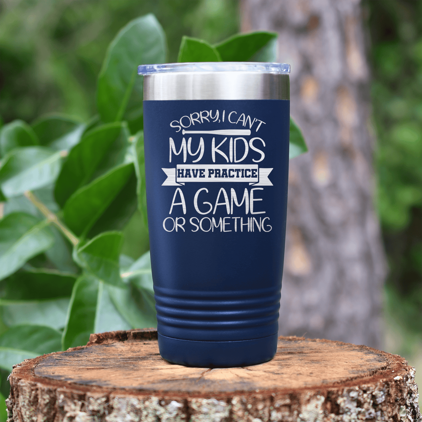 Navy baseball tumbler Busy Ballpark Nights
