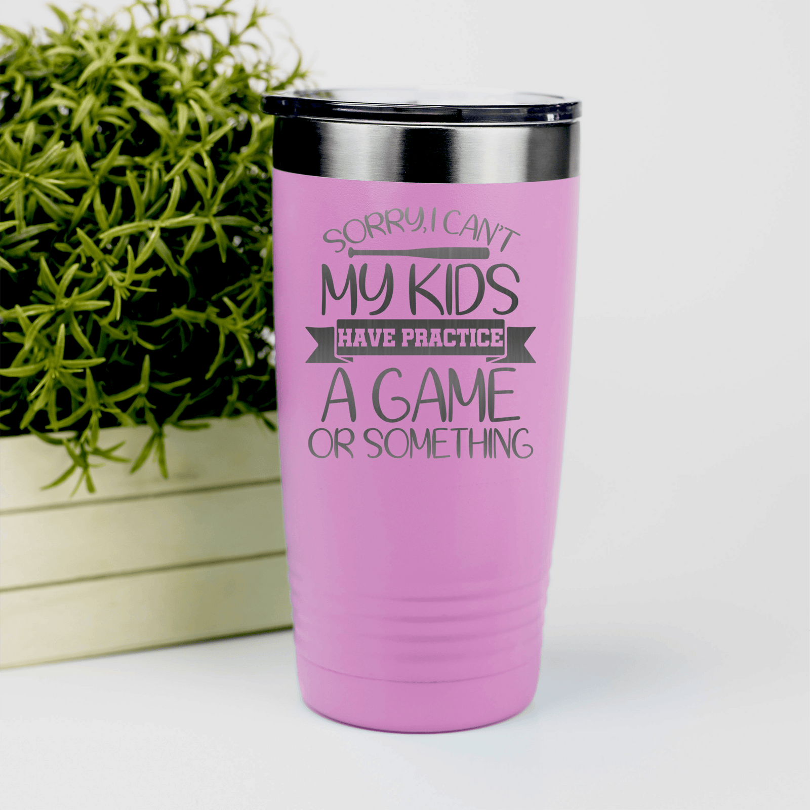 Pink baseball tumbler Busy Ballpark Nights