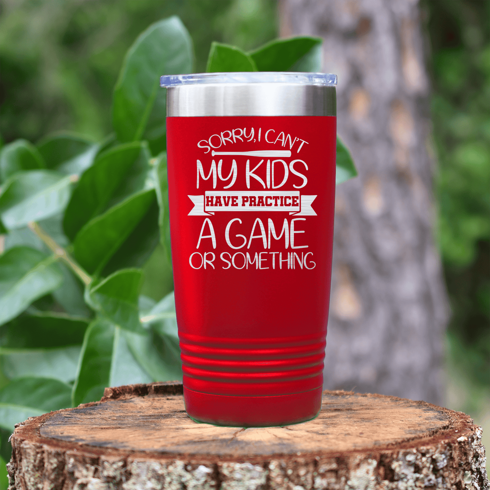 Red baseball tumbler Busy Ballpark Nights