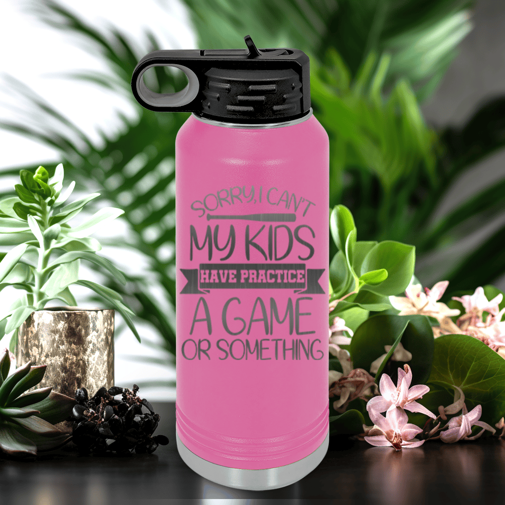 Pink Baseball Water Bottle With Busy Ballpark Nights Design