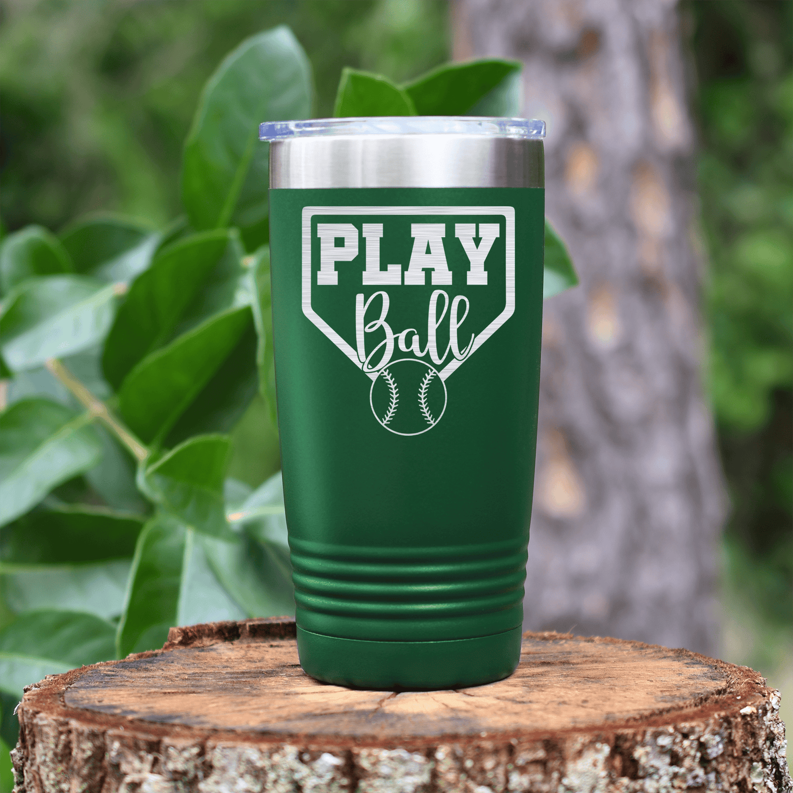 Green baseball tumbler Its Game Time