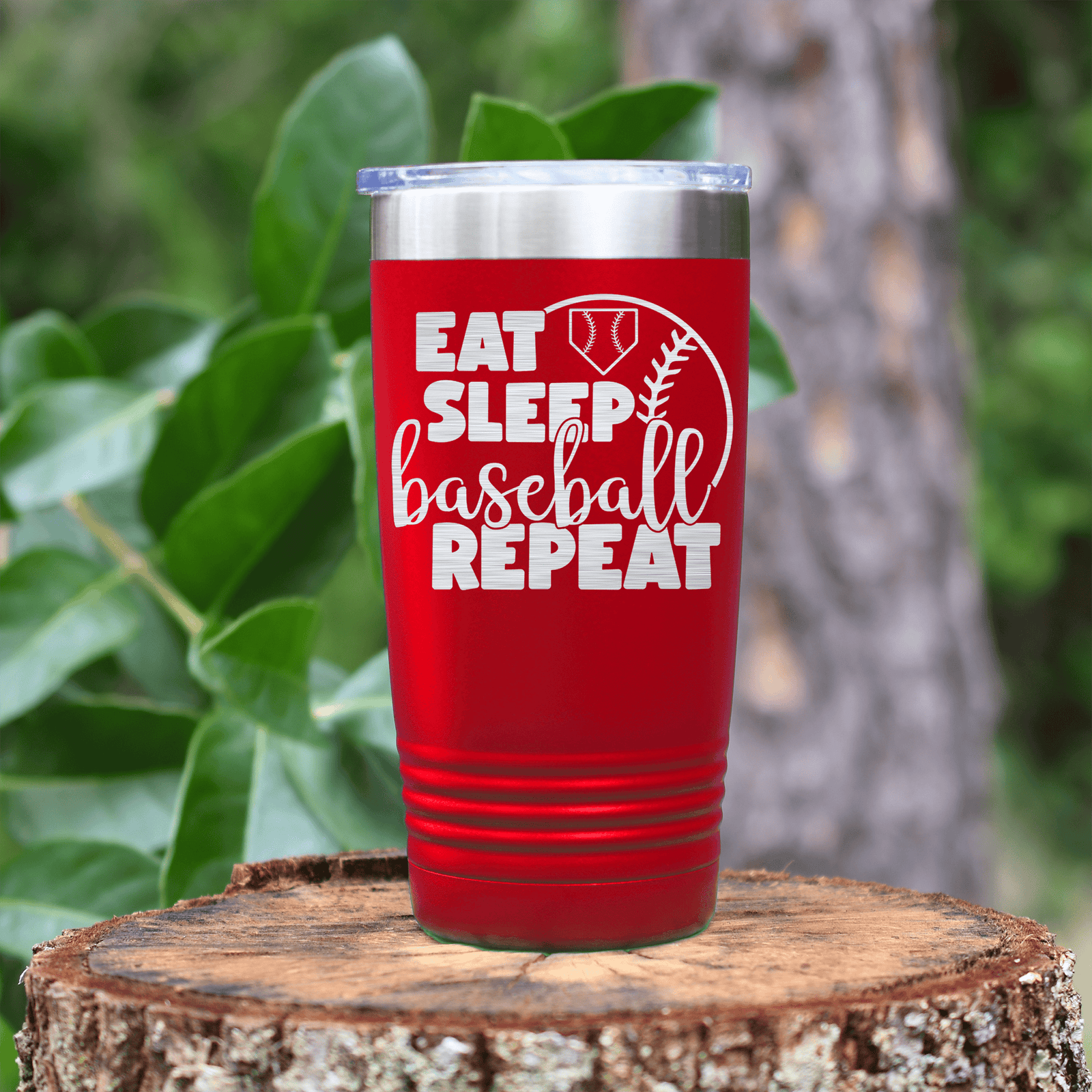 Red baseball tumbler Lifes Rythm Baseball