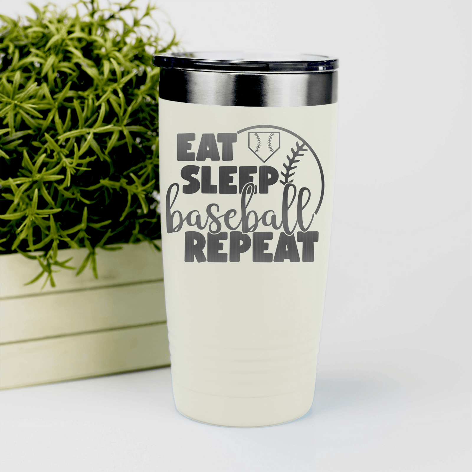 White baseball tumbler Lifes Rythm Baseball