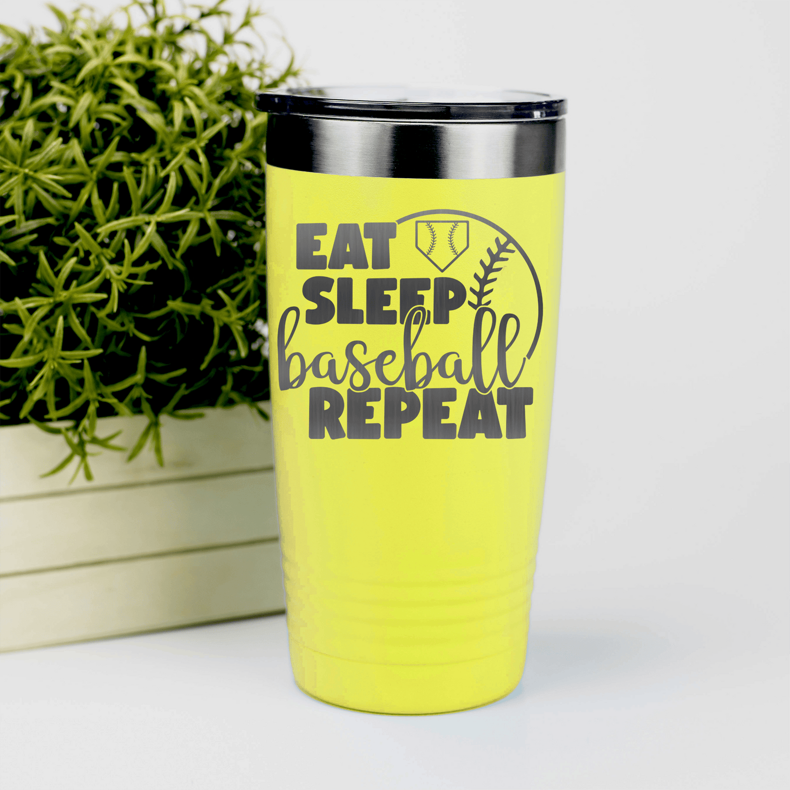 Yellow baseball tumbler Lifes Rythm Baseball