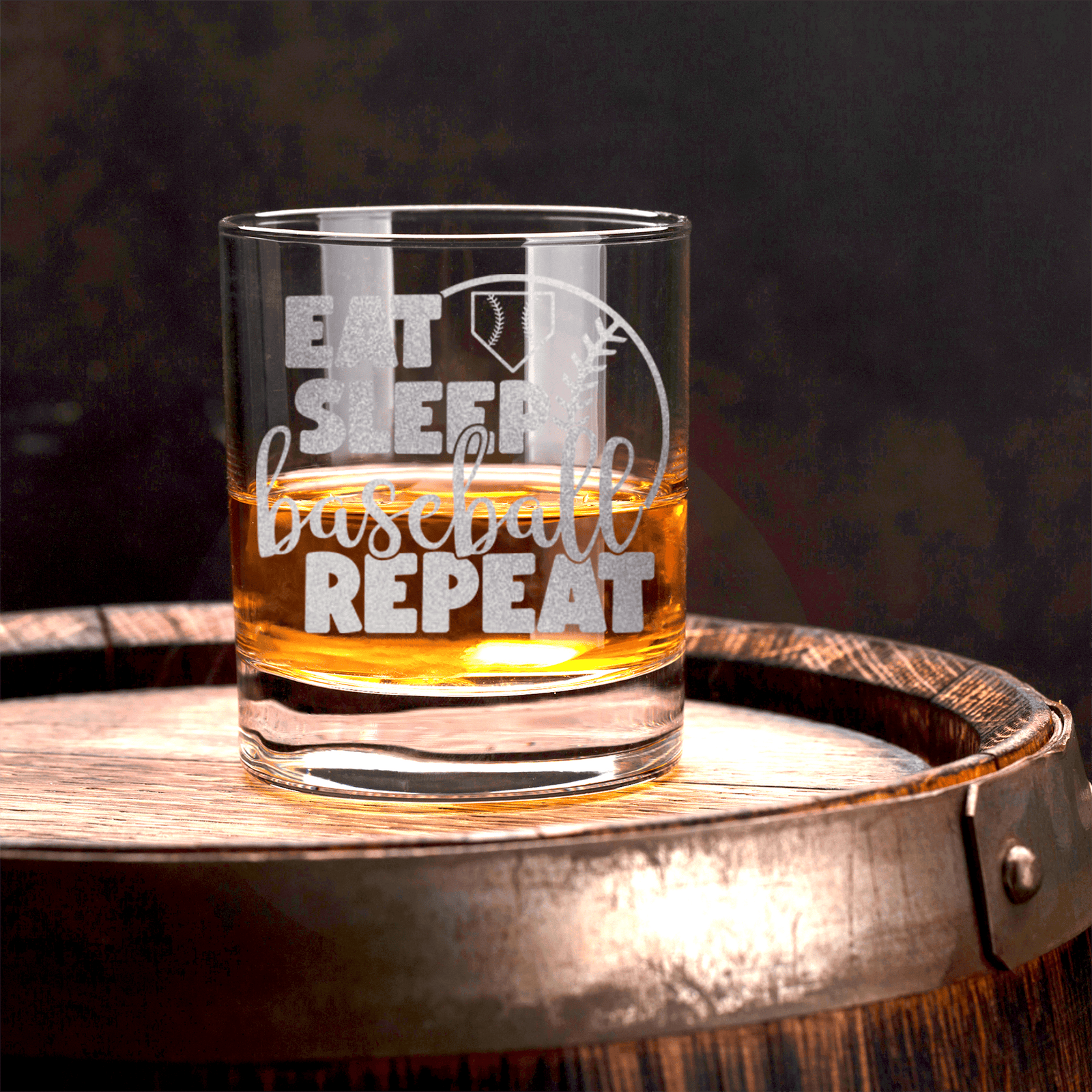 Lifes Rythm Baseball Whiskey Glass