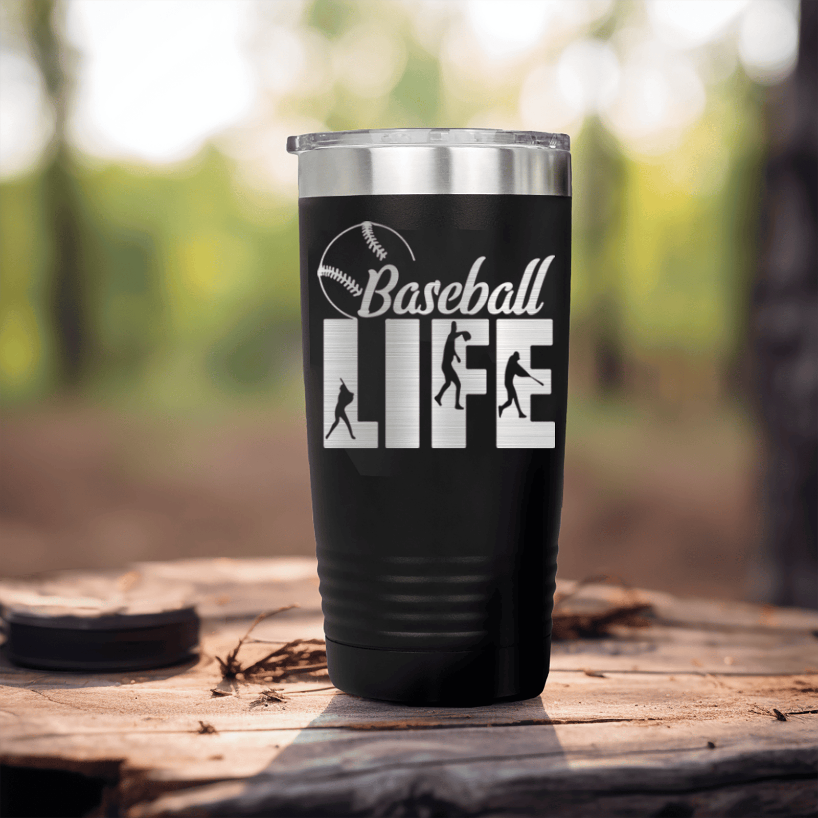 Black baseball tumbler Living The Diamond Dream