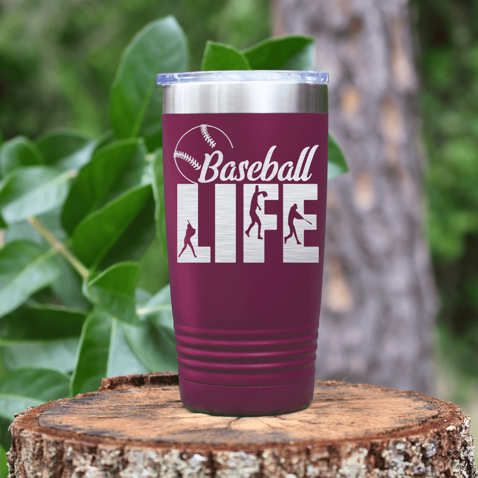 Maroon baseball tumbler Living The Diamond Dream