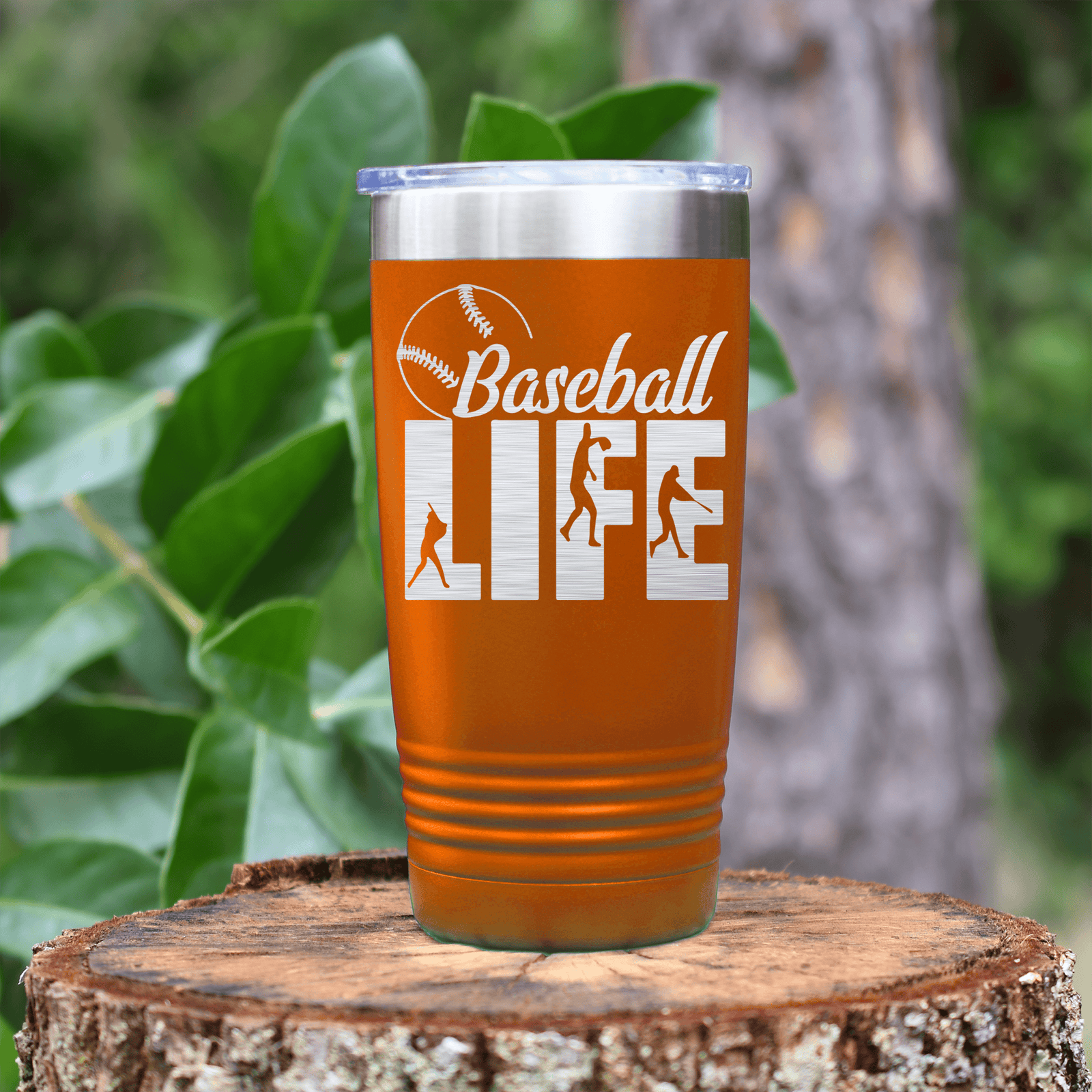 Orange baseball tumbler Living The Diamond Dream