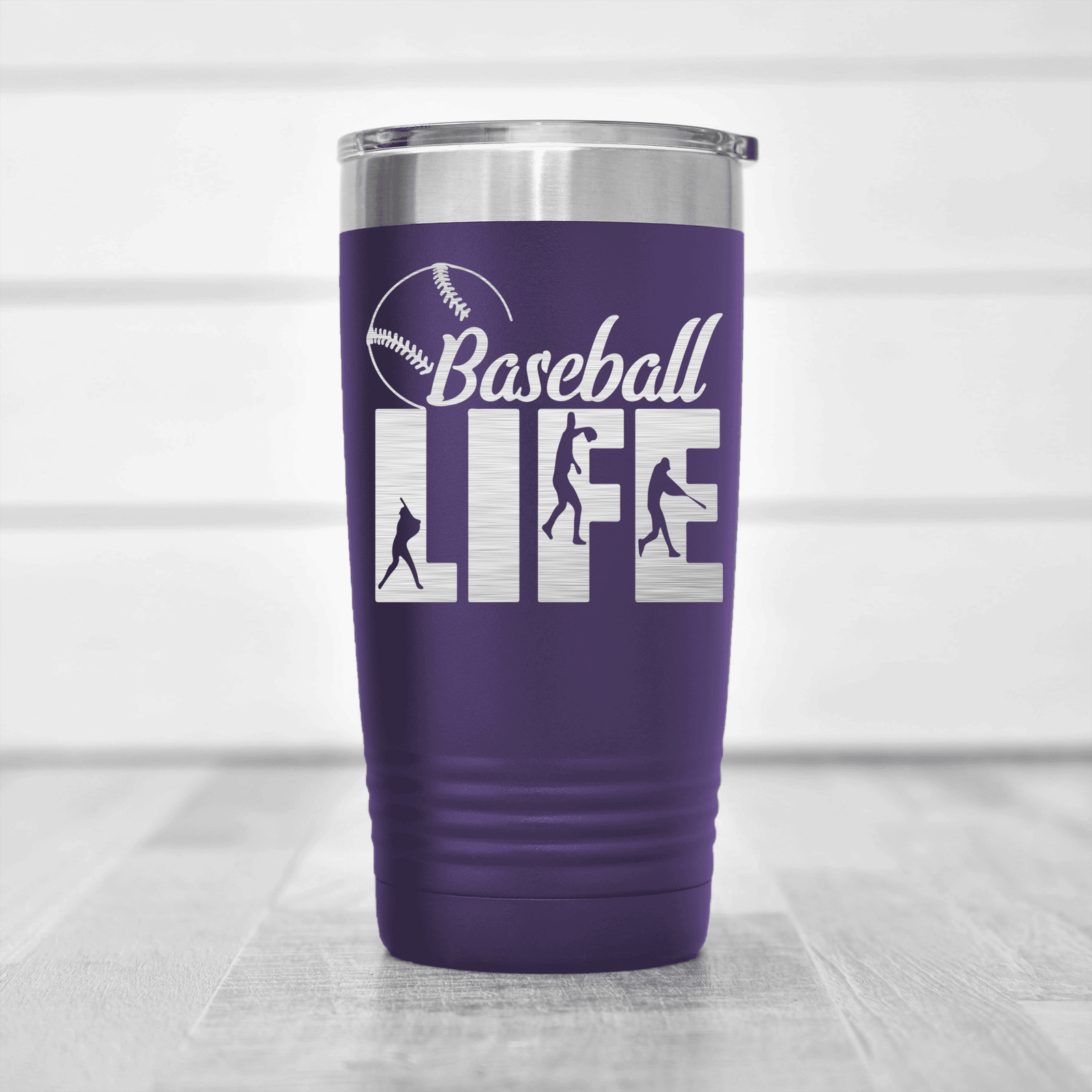 Purple baseball tumbler Living The Diamond Dream