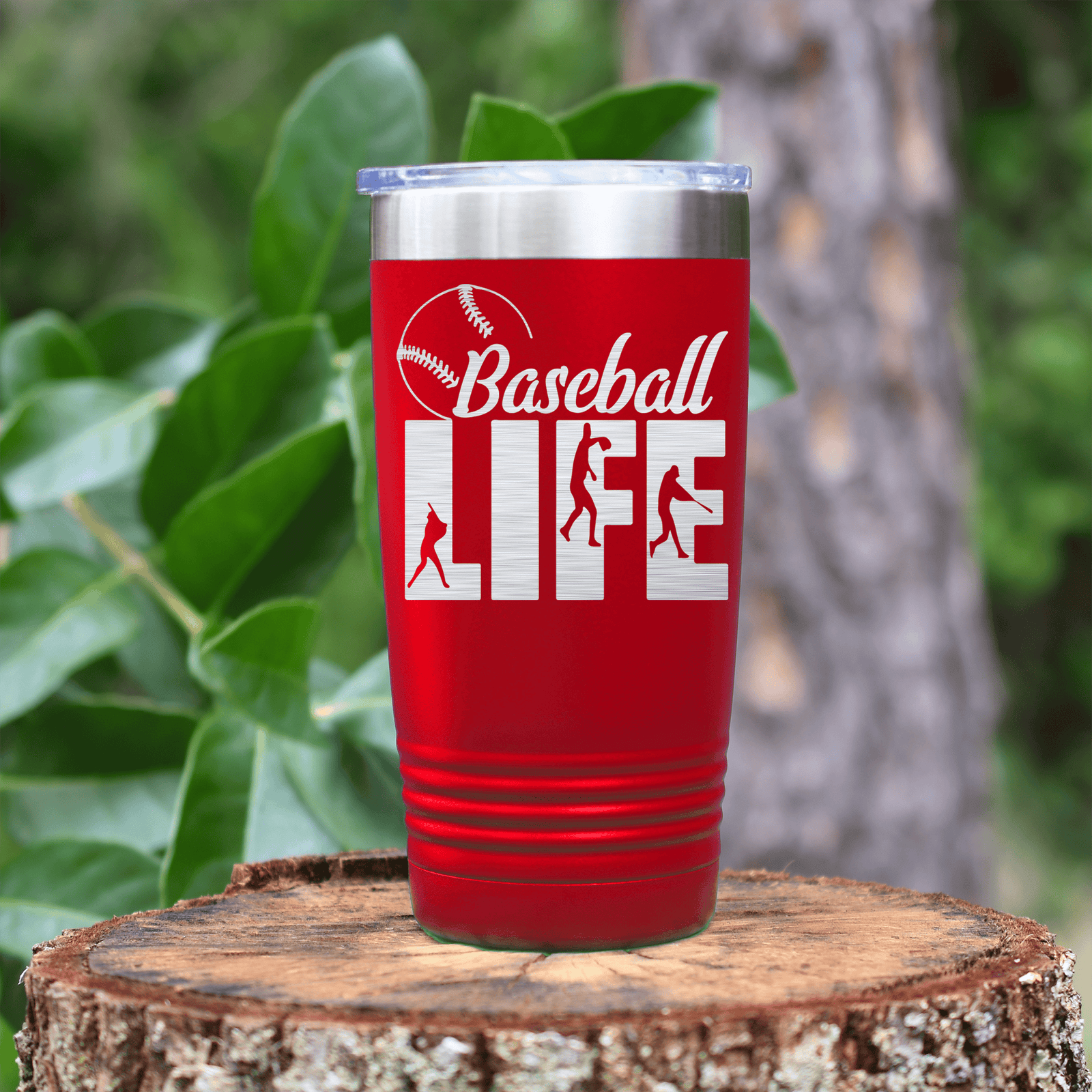 Red baseball tumbler Living The Diamond Dream