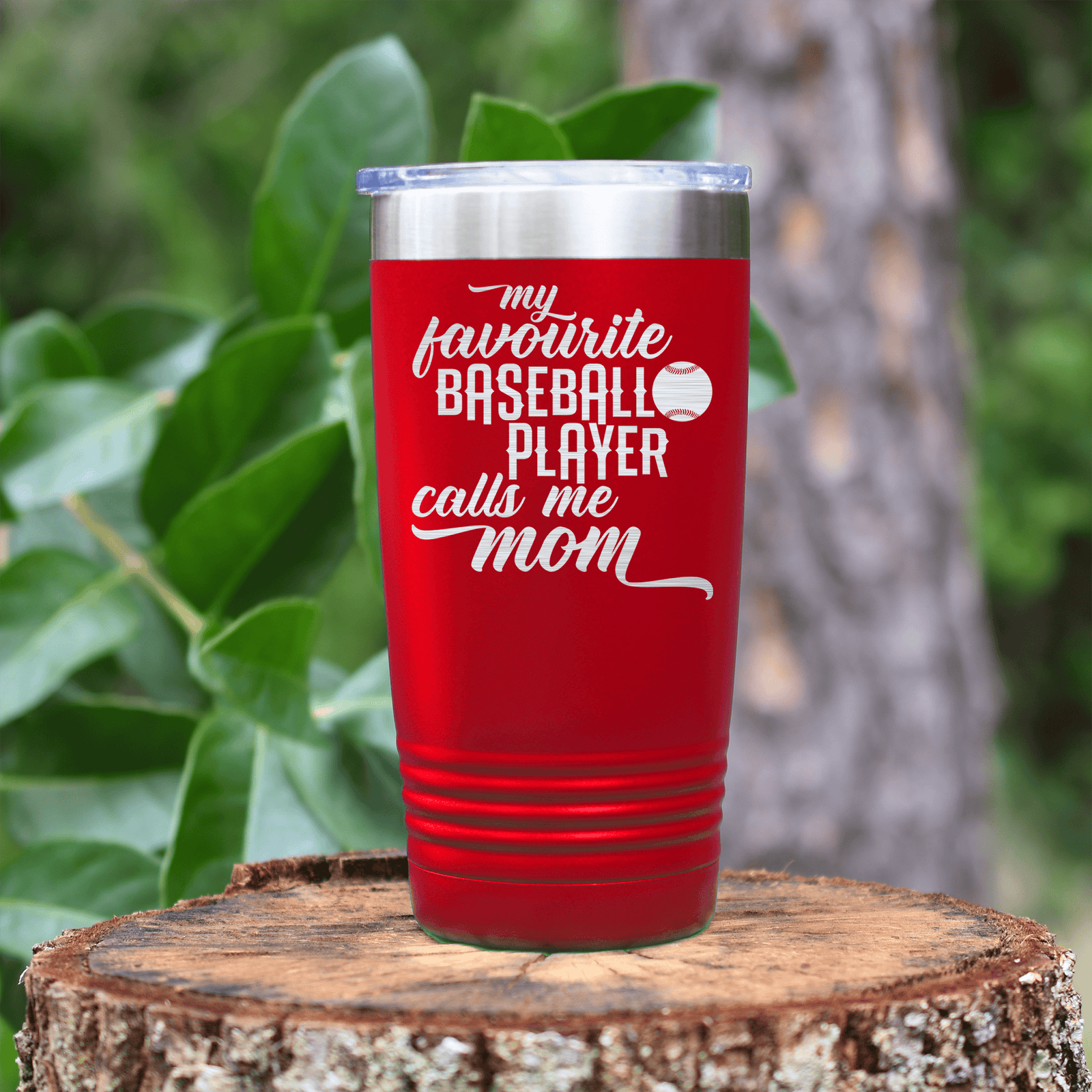 Red baseball tumbler Moms MVP On The Diamond