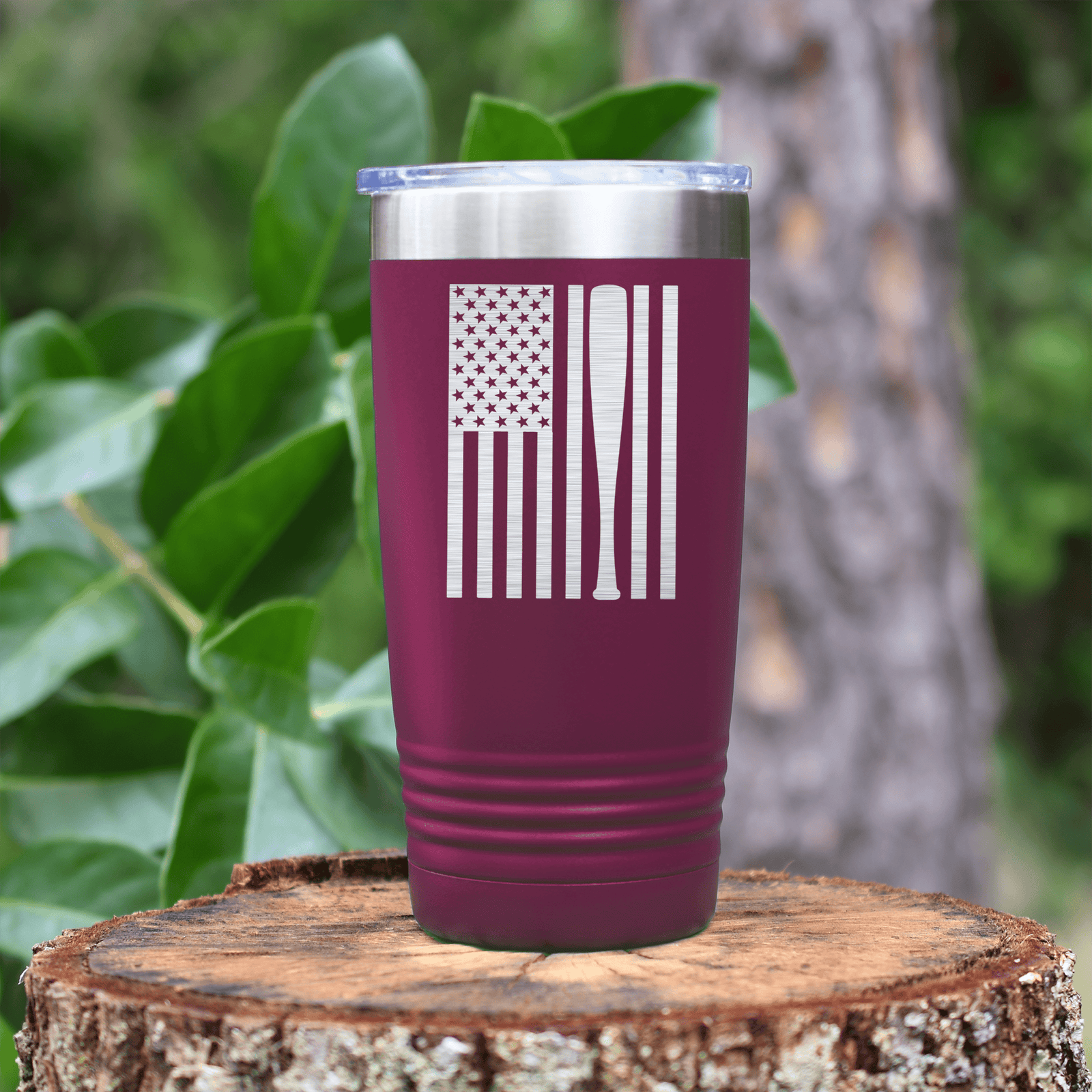 Maroon baseball tumbler Patriotic Baseball Pride