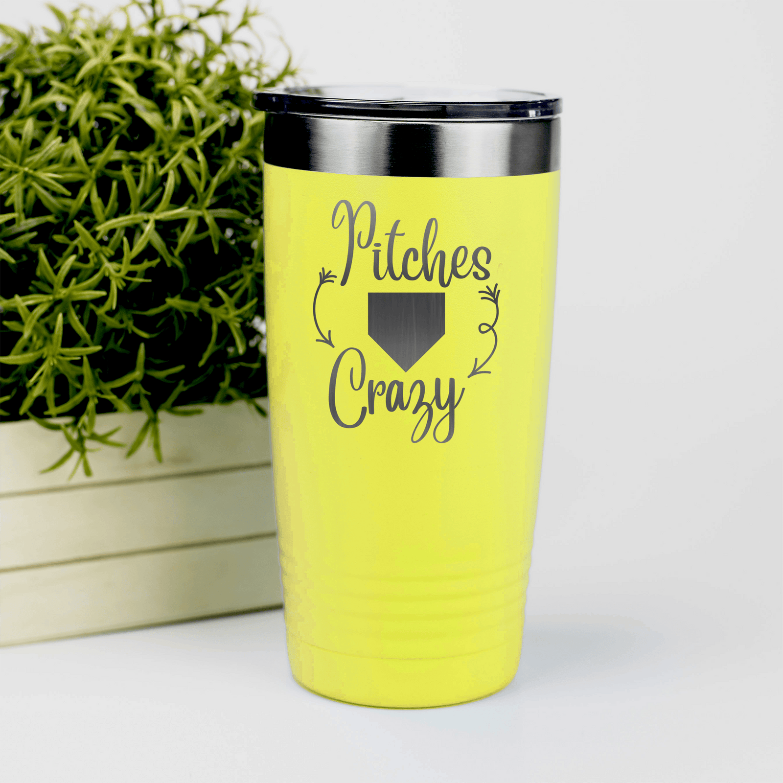 Yellow baseball tumbler Playful Pitch Madness