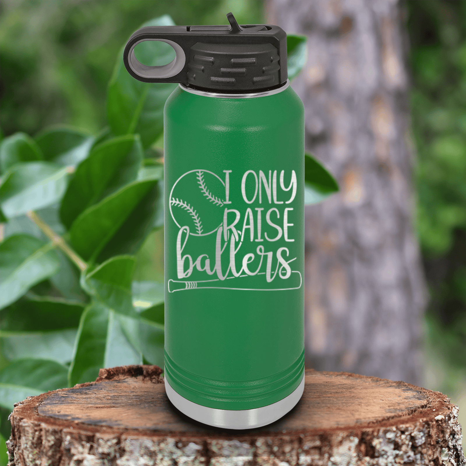 Green Baseball Water Bottle With Raising Future Mvps Design