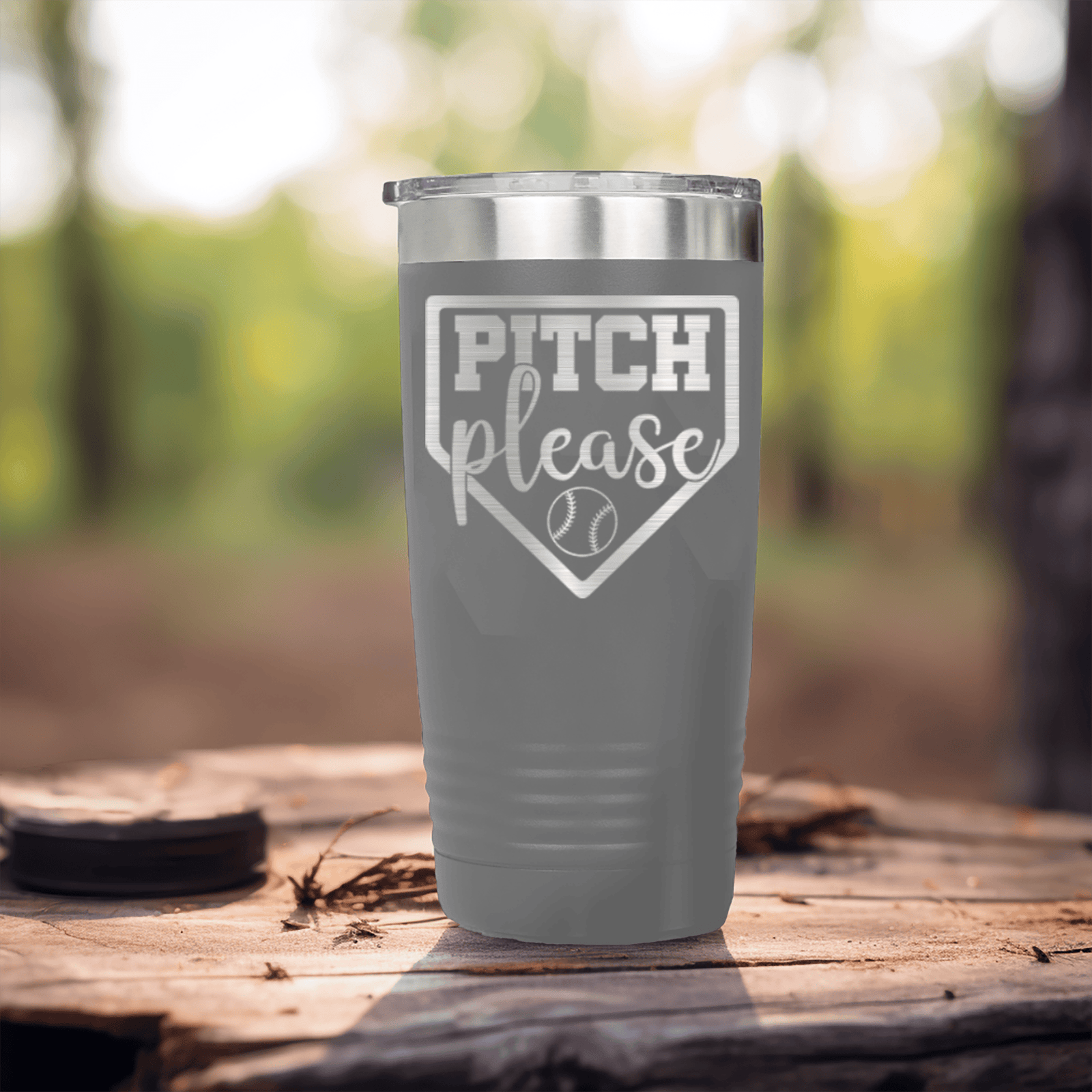 Grey baseball tumbler Sass From The Mound