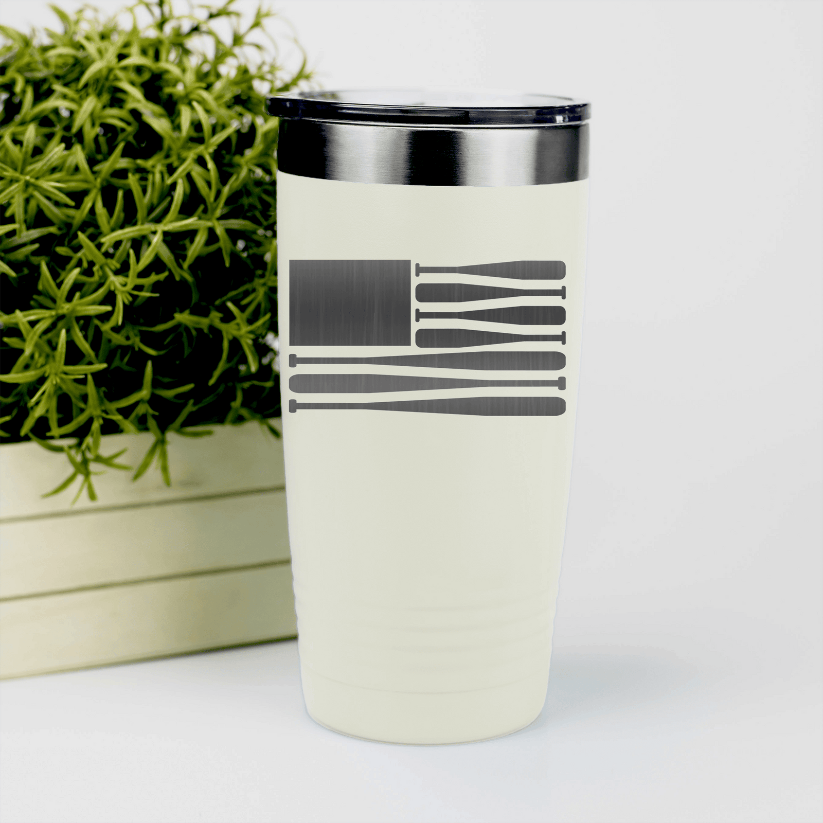 White baseball tumbler Star Spangled Bats