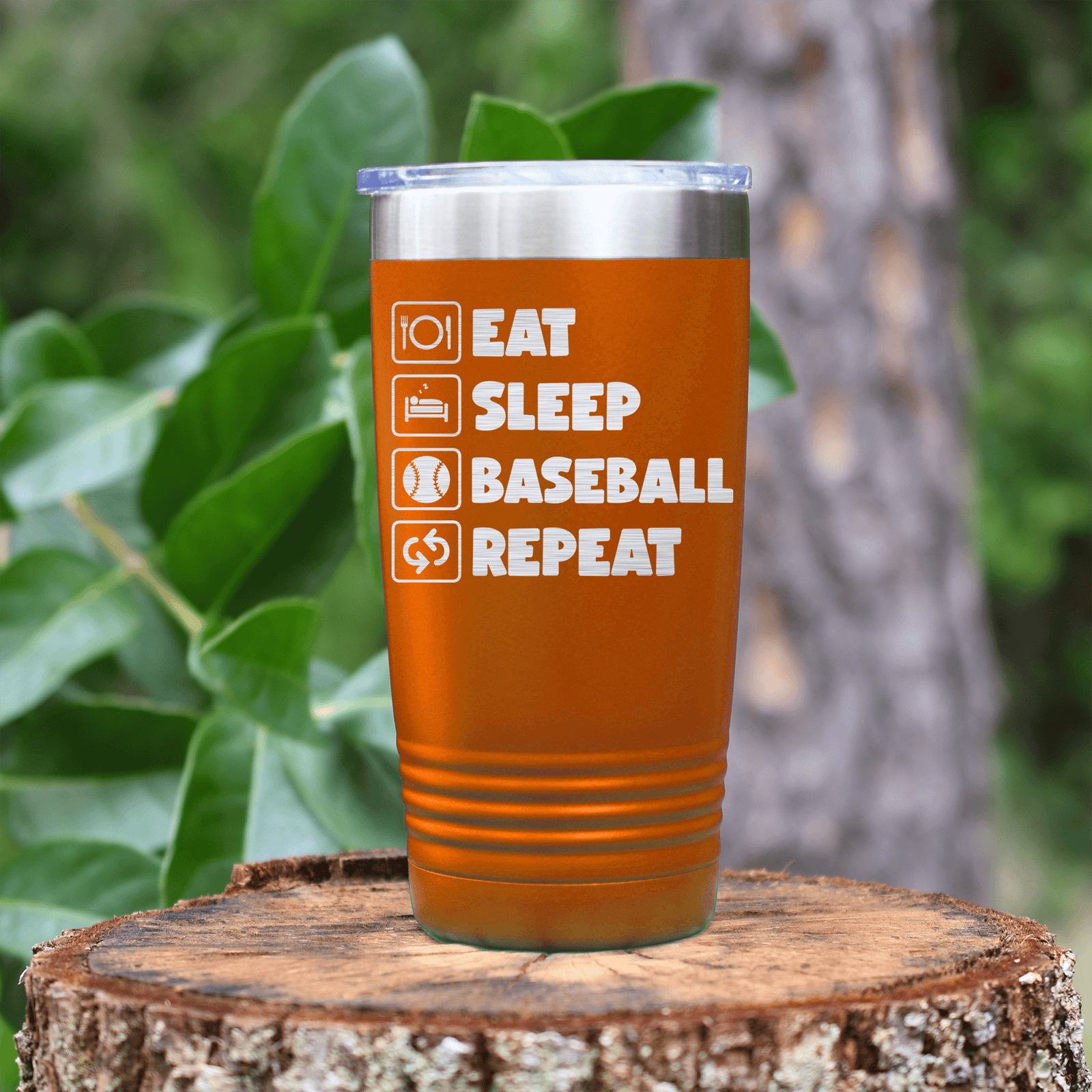 Orange baseball tumbler The Baseball Routine