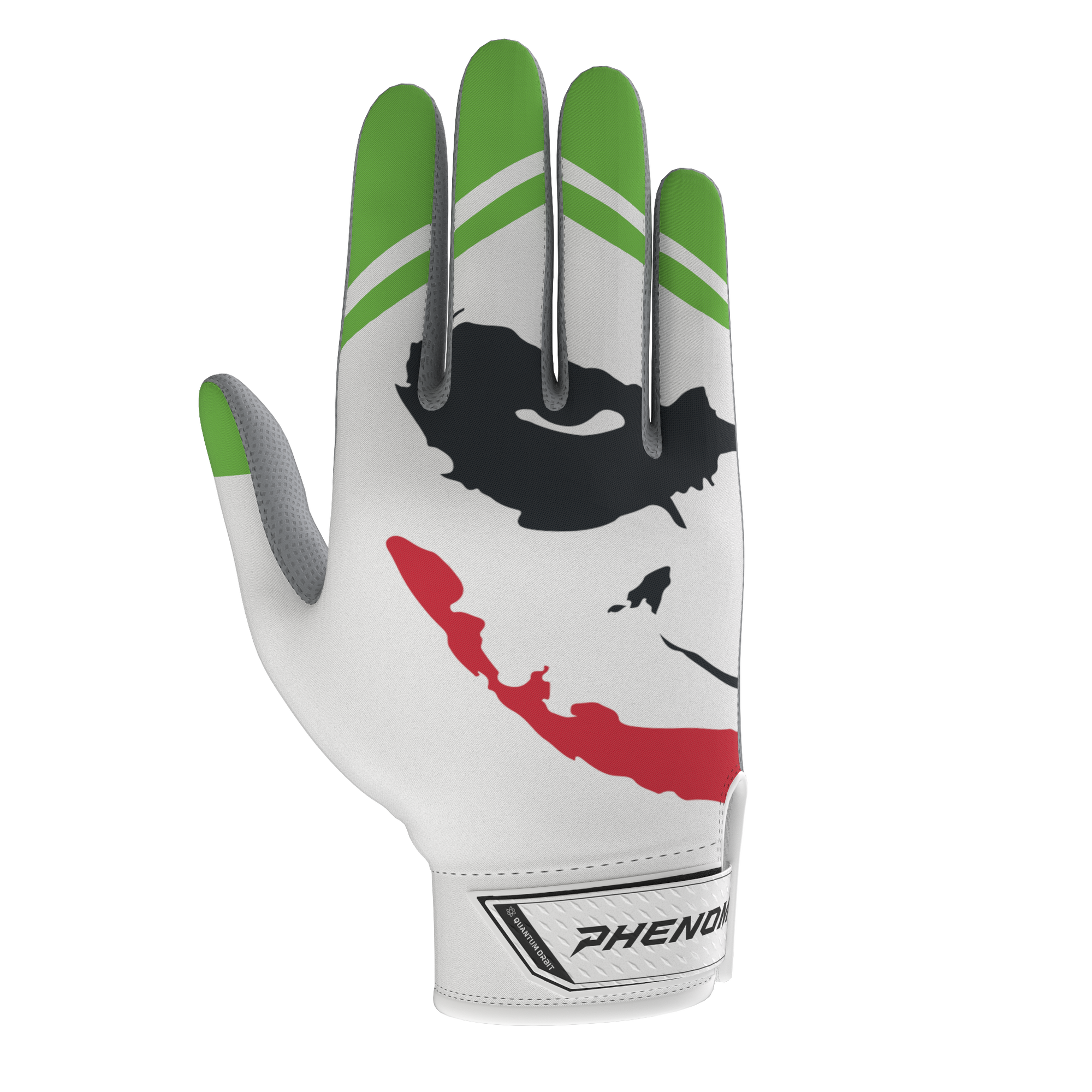 joker handschuhe Phenom Elite The Joker Batting Gloves | White and Green Quantum Orbit Gloves