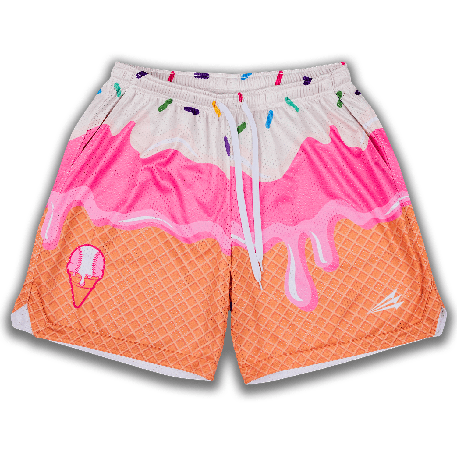 Ice Cream Baseball Shorts orange and pink