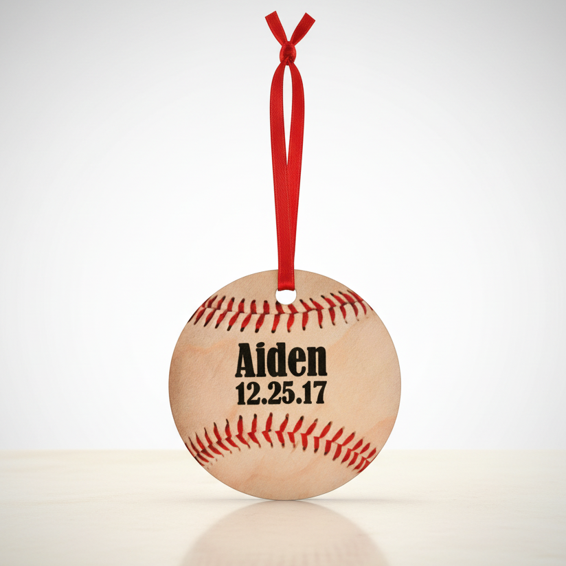 Personalized Baseball Ornament maple wood Father's Day gift 2026