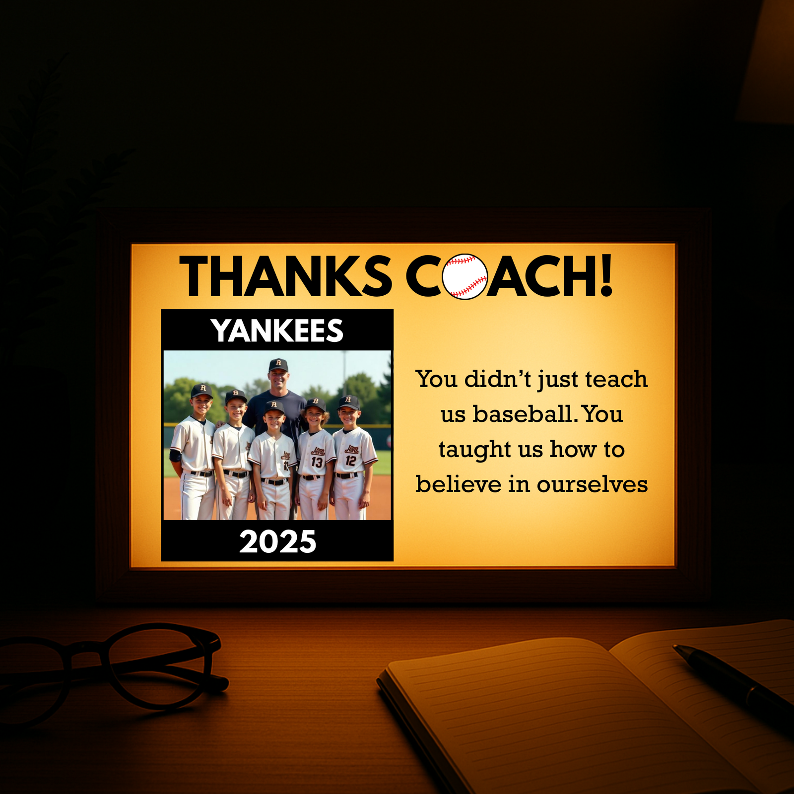 Baseball Coach Light Up Picture Frame