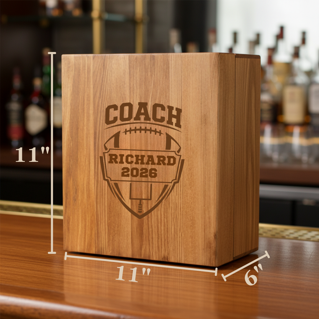 The Hall of Fame Coach Decanter Set shown as personalized coach appreciation gift idea with custom name or team engraving