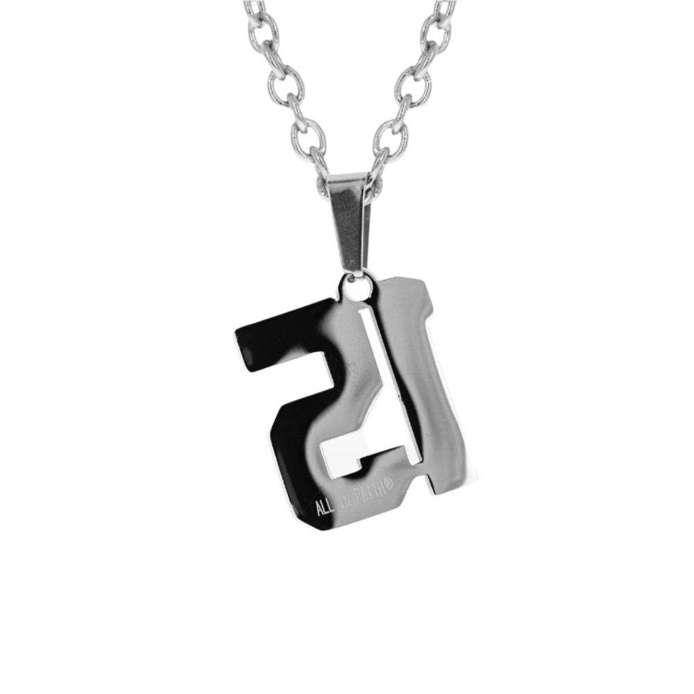 Custom stainless steel number necklace pendant with free chain for athletes and fans.