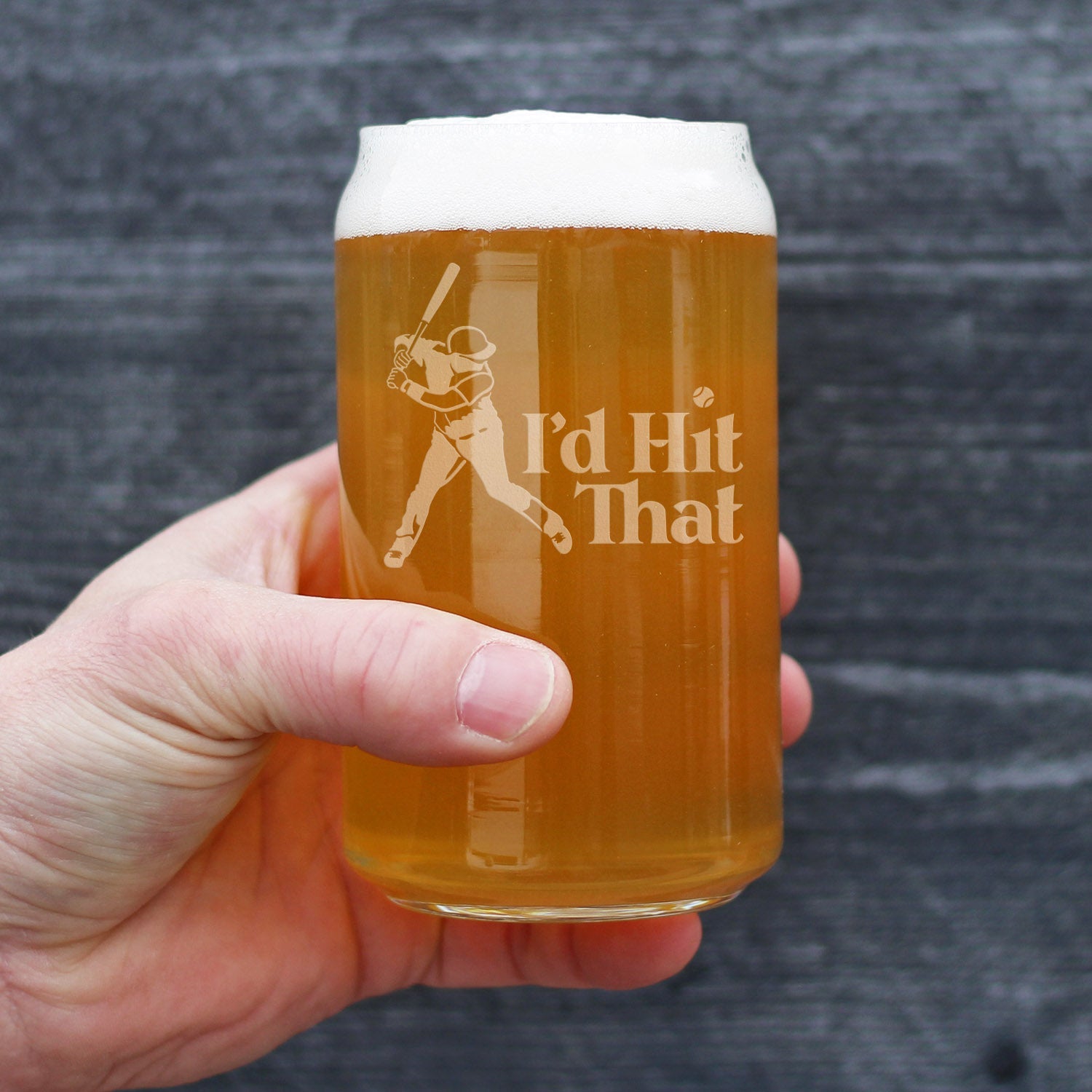 I'd Hit That - Beer Can Pint Glass - Baseball Themed Gifts and Sports Decor - 16 oz Glasses