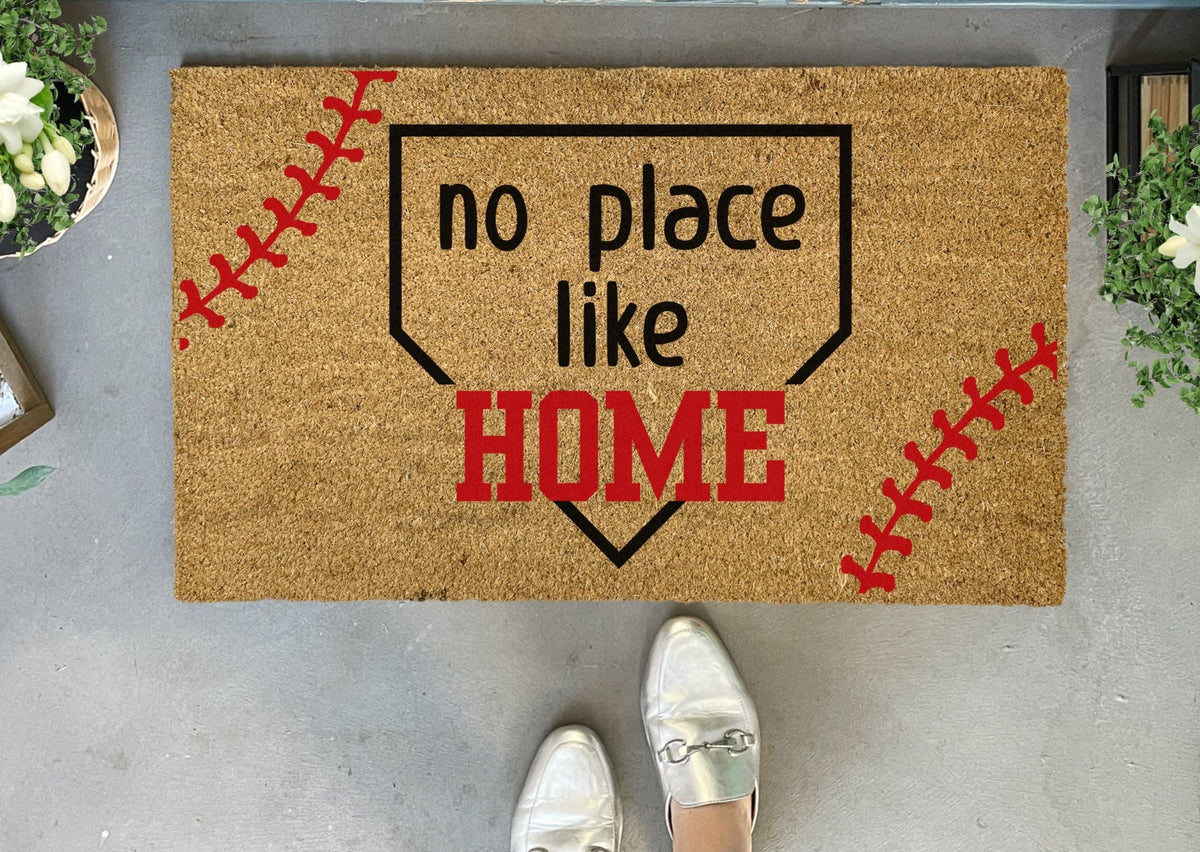 No Place Like Home Baseball Door Mat