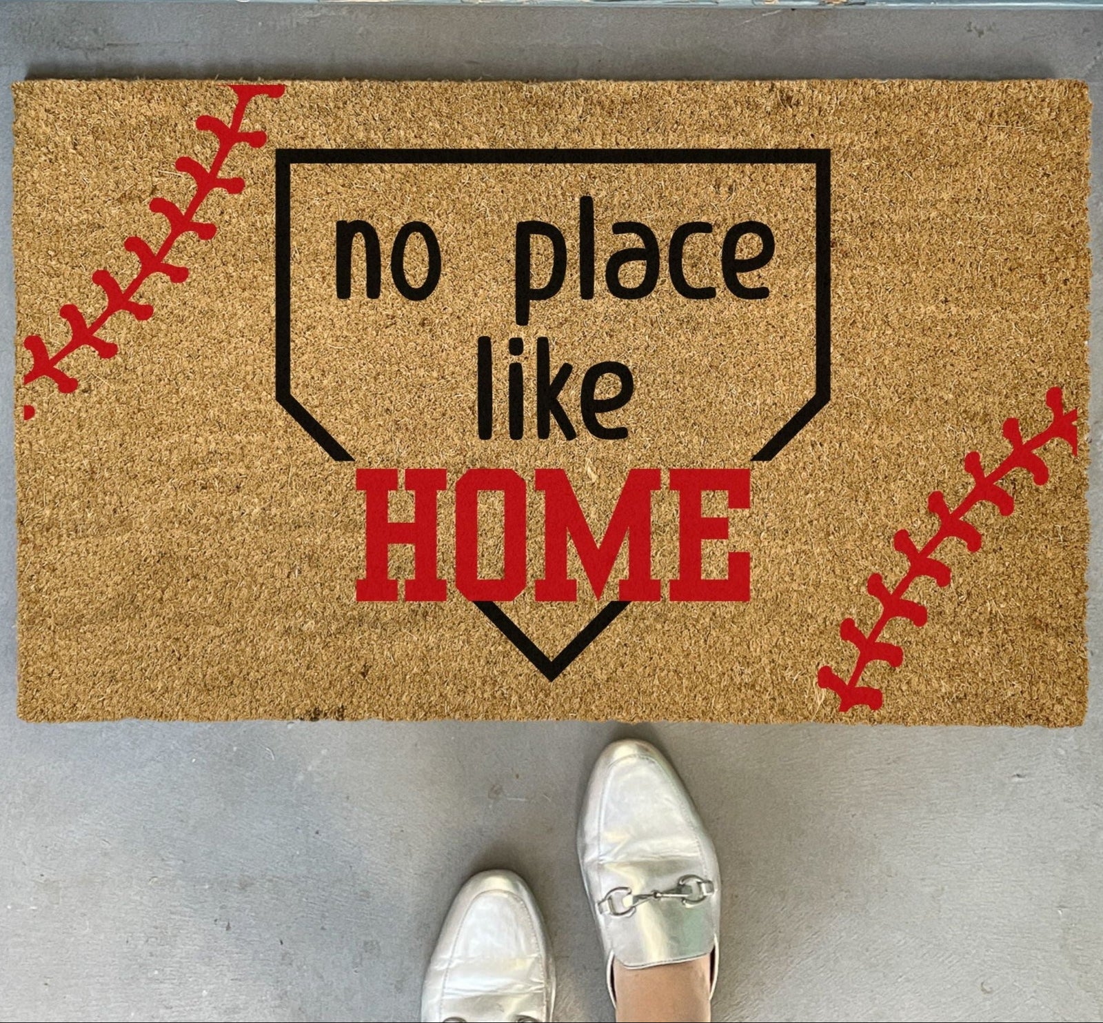No Place Like Home Baseball Door Mat
