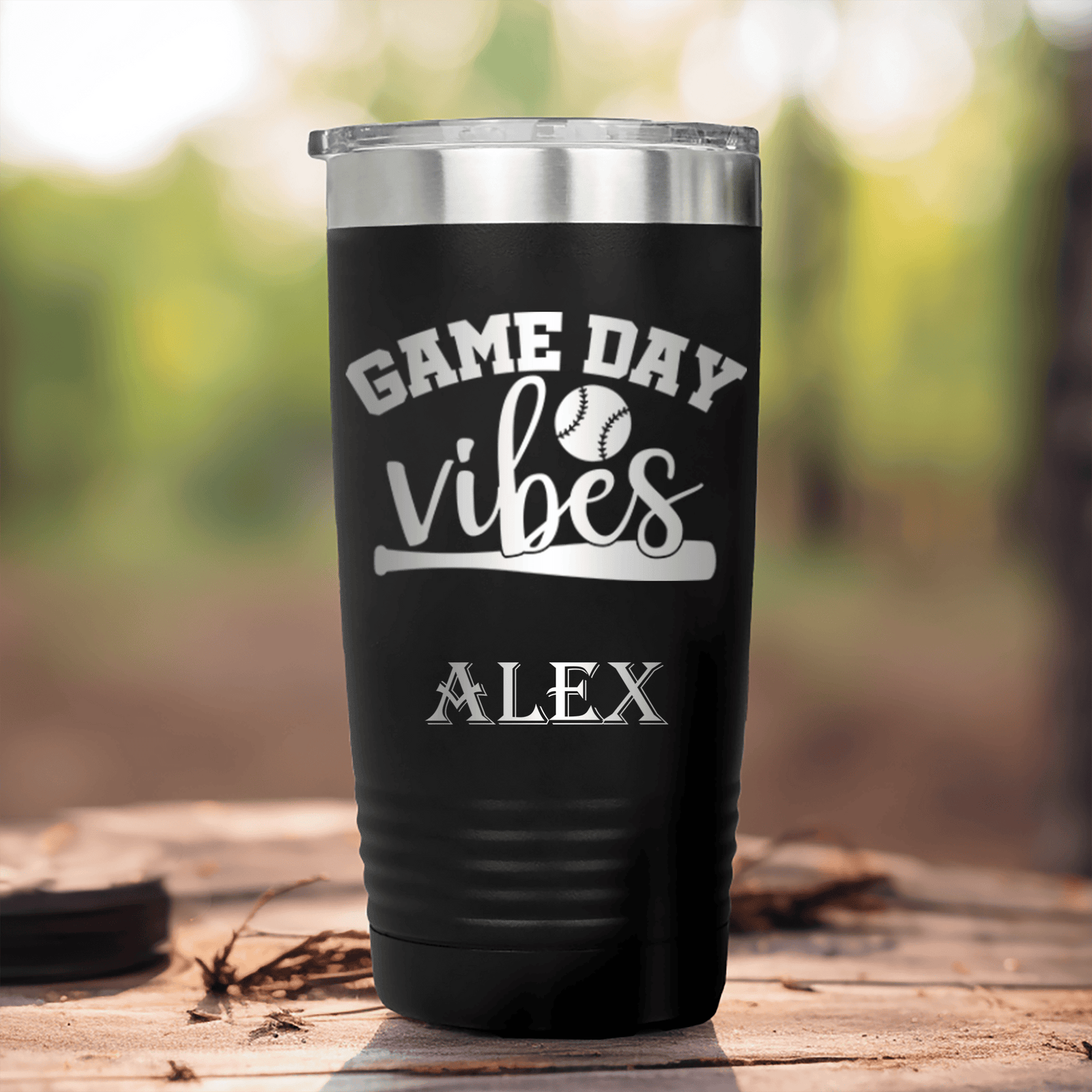 Black Baseball Tumbler With Baseball Mood Design