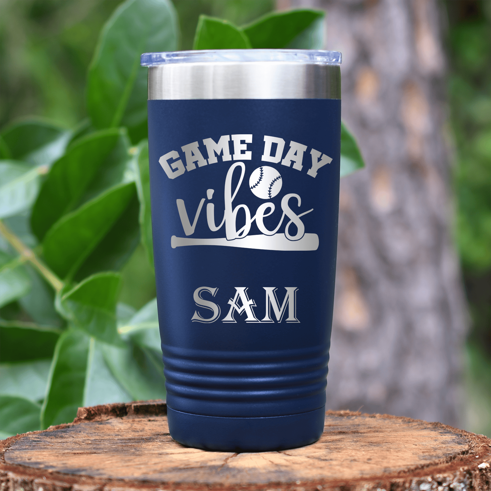 Navy Baseball Tumbler With Baseball Mood Design