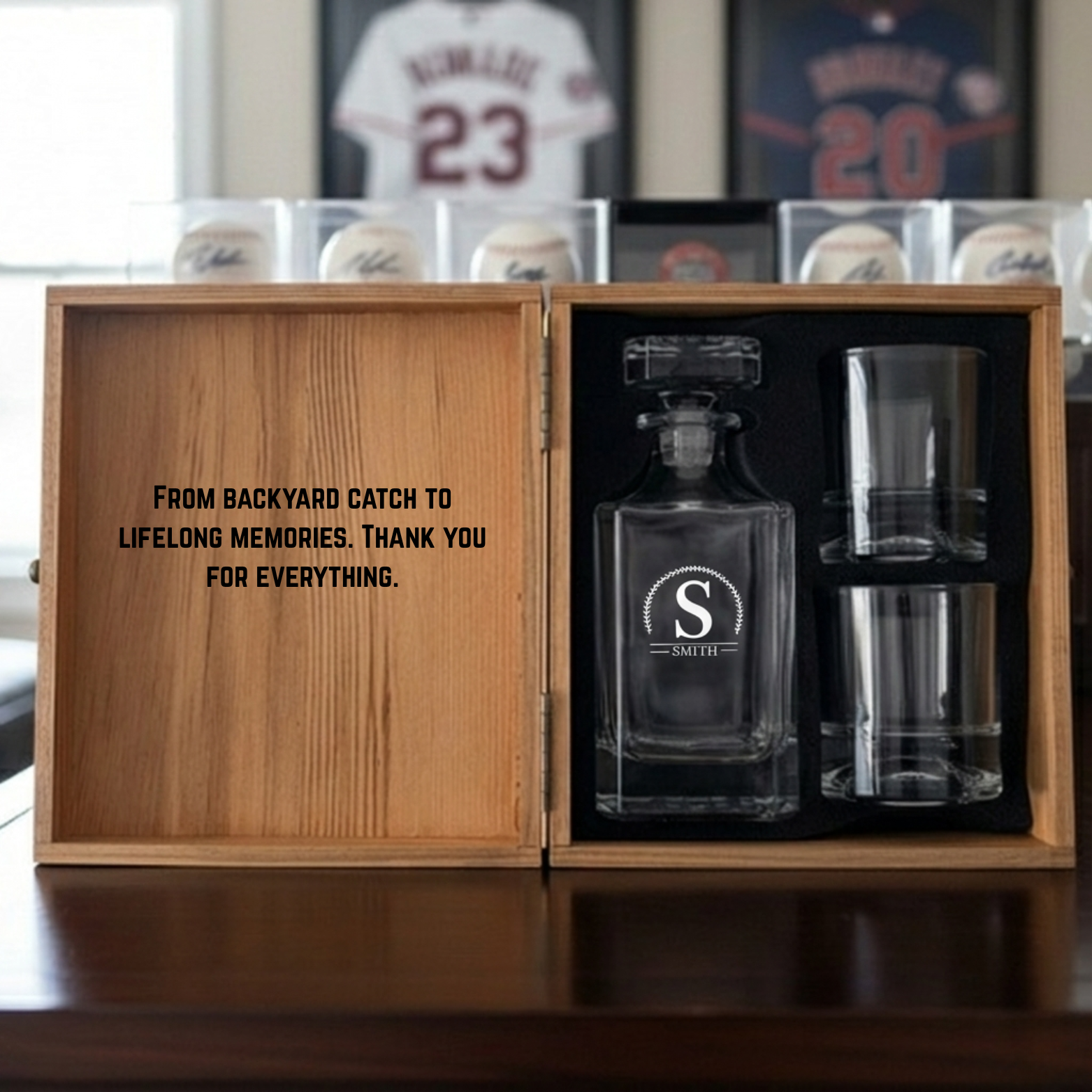 Personalized Baseball Decanter Set