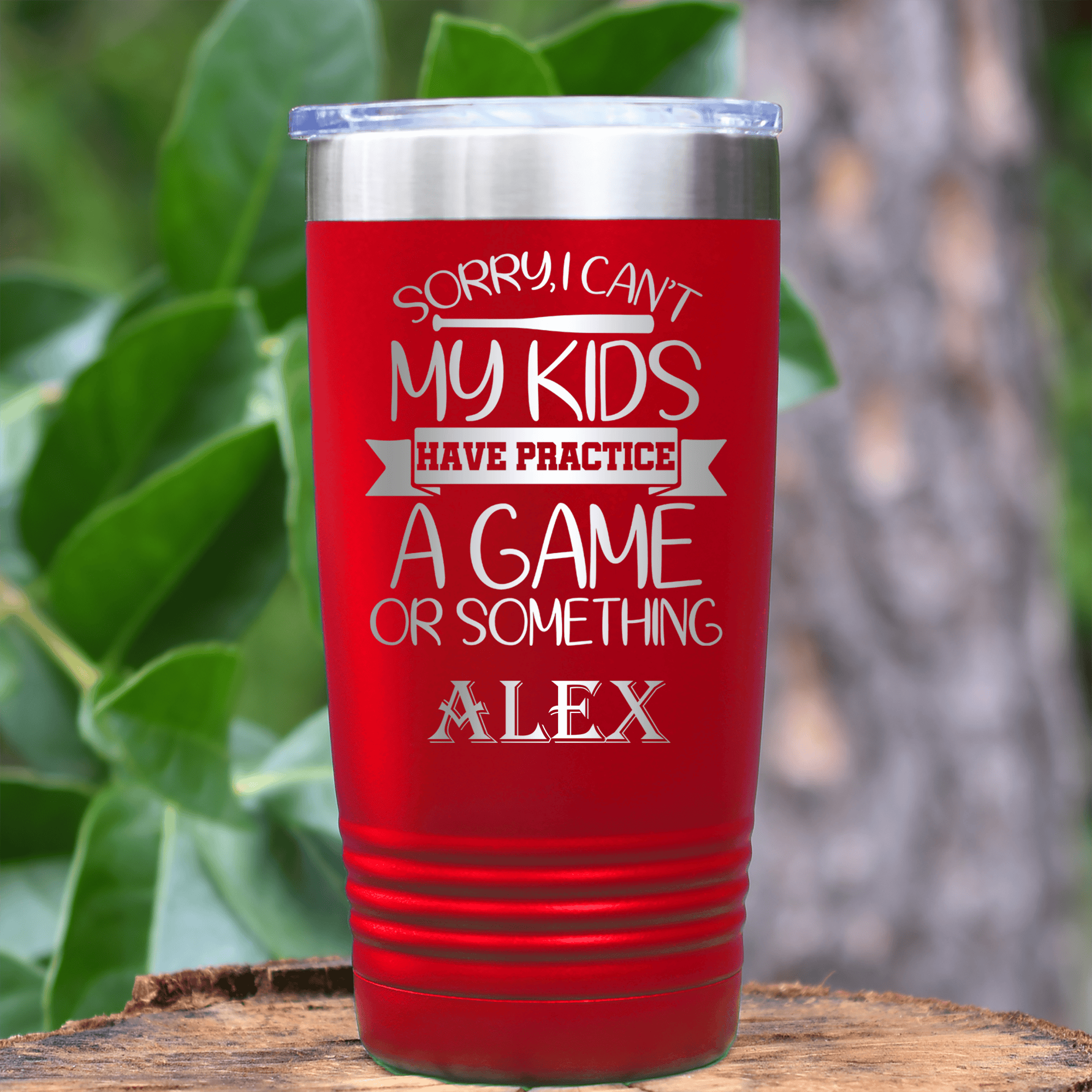 Red Baseball Tumbler With Busy Ballpark Nights Design