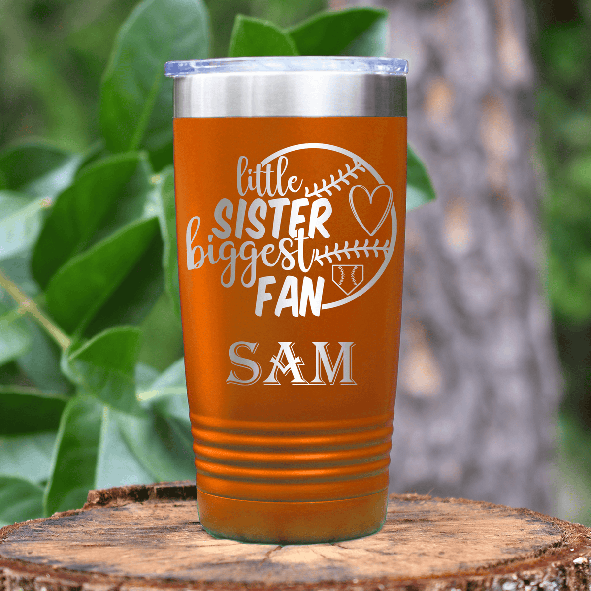 Orange Baseball Tumbler With Cheering From The Sidelines Sister Design
