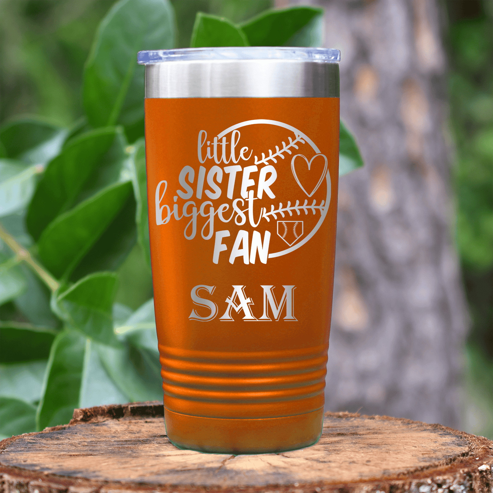 Orange Baseball Tumbler With Cheering From The Sidelines Sister Design